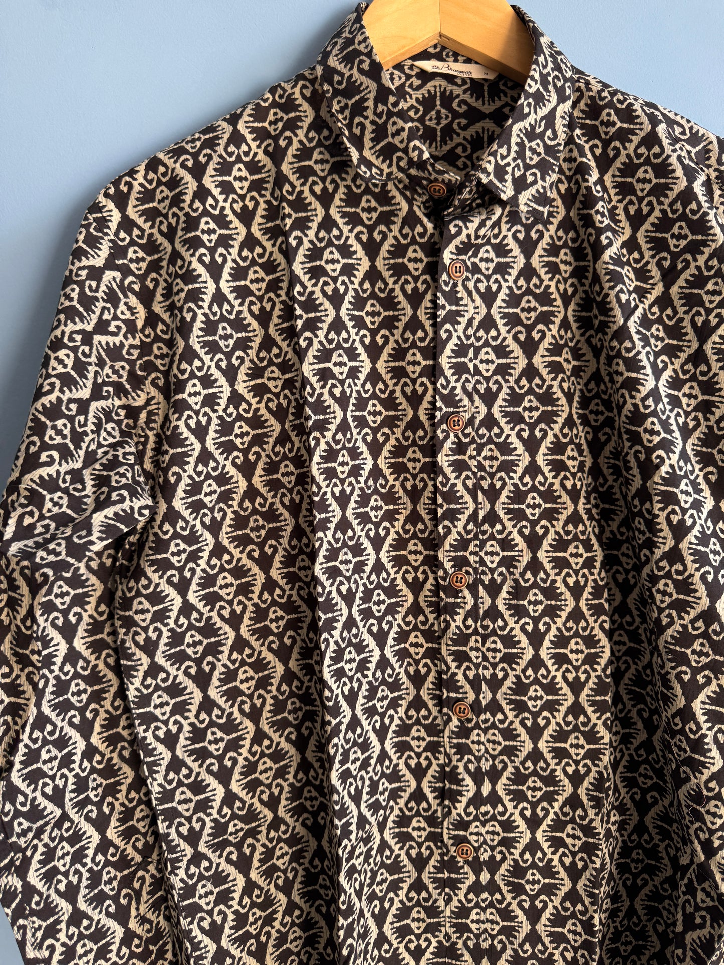 Black Ikkat | Men's Cotton Printed Shirt