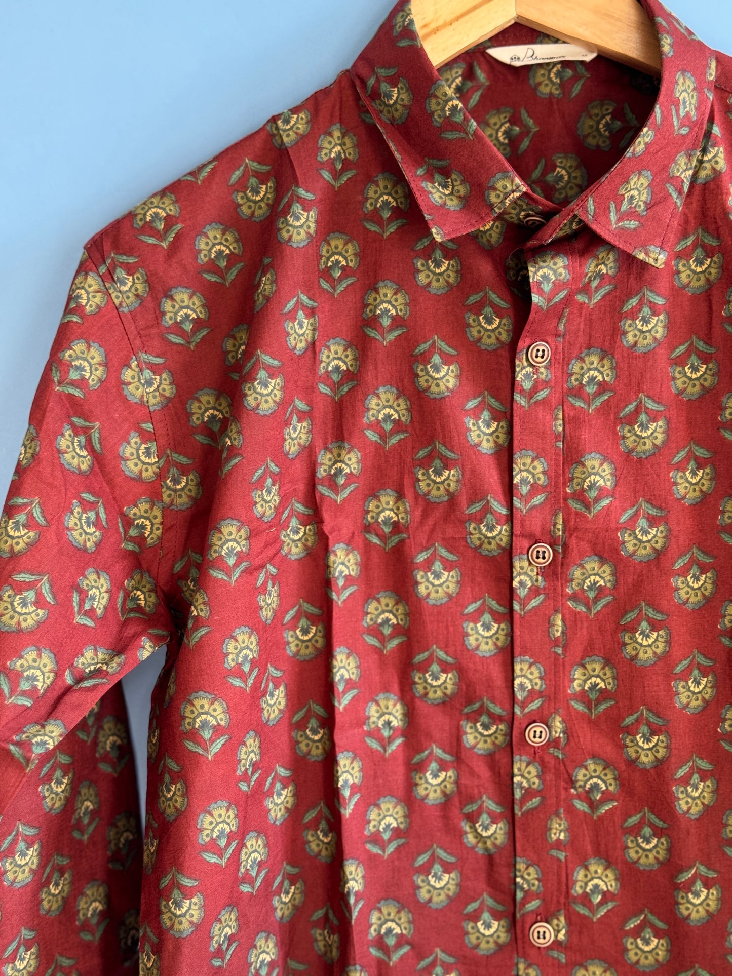 Rust Deep Coral | Men's Cotton Printed Shirt