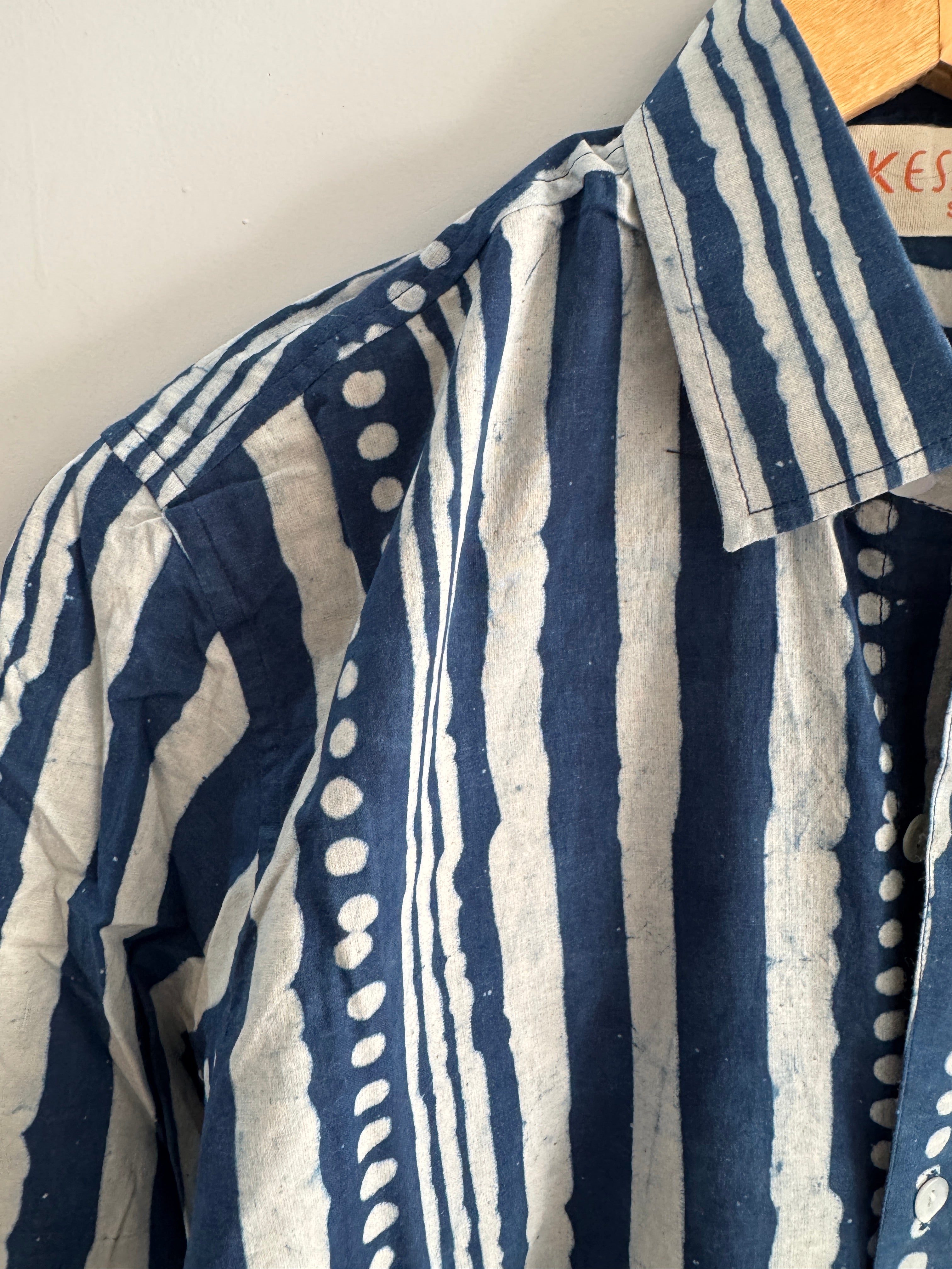 Indigo | Hand block Cotton Printed Shirt