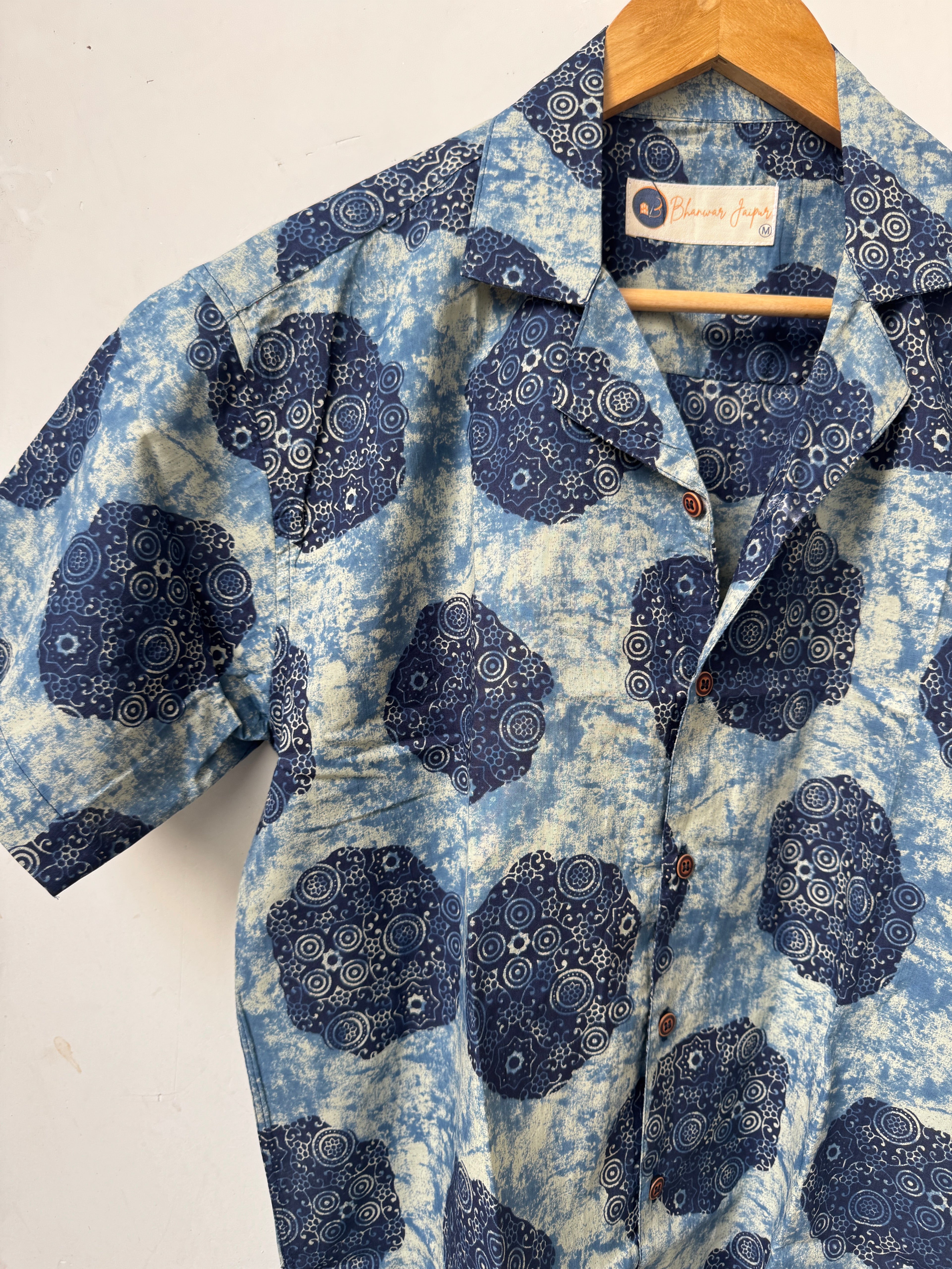 Indigo Reverie – Resort Cuban Collar Shirt | Handblock Cotton Printed Shirts
