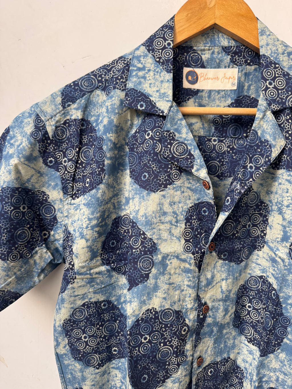 Indigo Reverie – Resort Cuban Collar Shirt | Handblock Cotton Printed Shirts