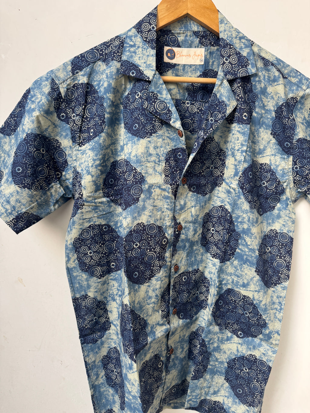 Indigo Reverie – Resort Cuban Collar Shirt | Handblock Cotton Printed Shirts