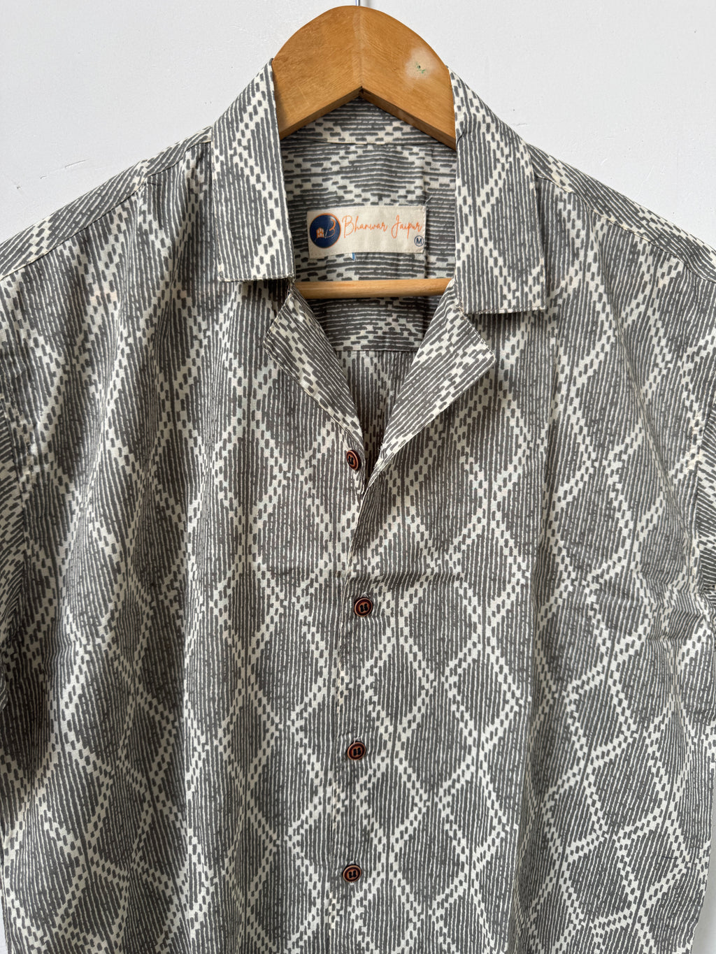 Aravalli Mist – Resort Cuban Collar Shirt | Handblock Cotton Printed Shirts