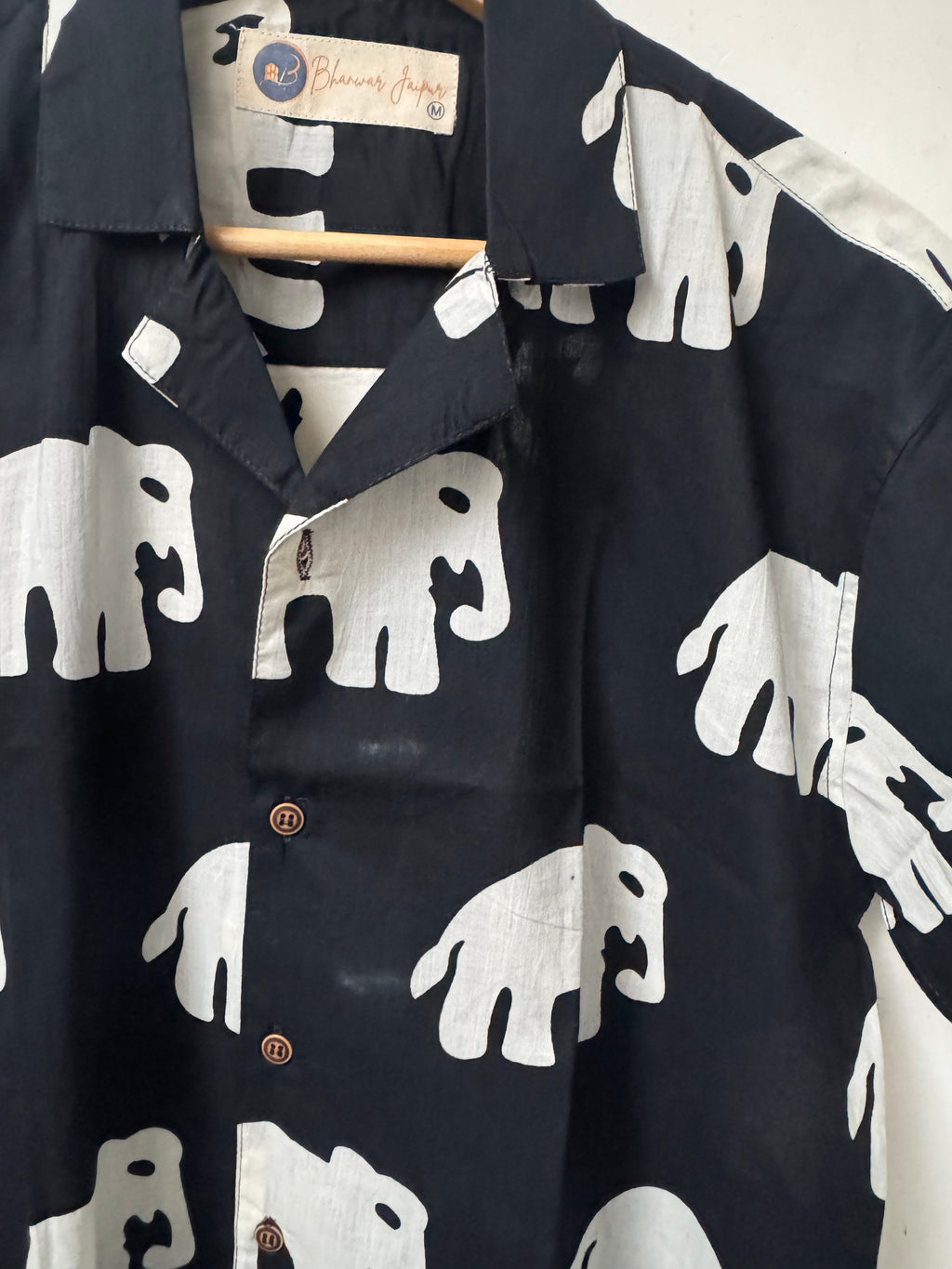 Tusker Noir – Resort Cuban Collar Shirt | Handblock Cotton Printed Shirts