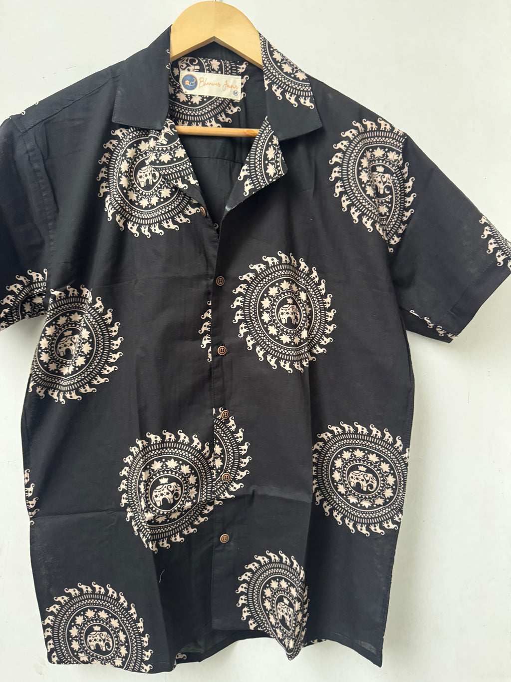 Elephant Court – Resort Cuban Collar Shirt | Handblock Cotton Printed Shirts
