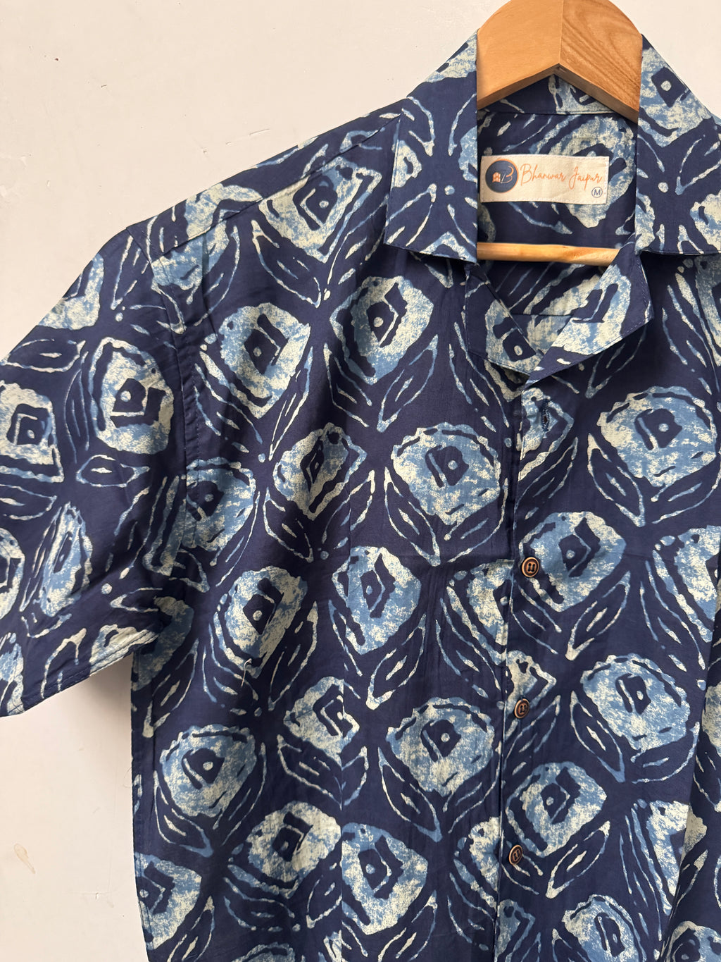 Blue Dusk – Resort Cuban Collar Shirt | Handblock Cotton Printed Shirts