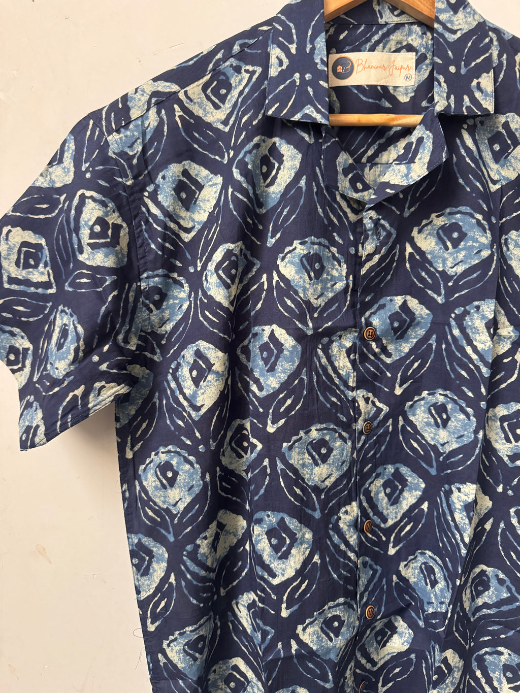 Blue Dusk – Resort Cuban Collar Shirt | Handblock Cotton Printed Shirts