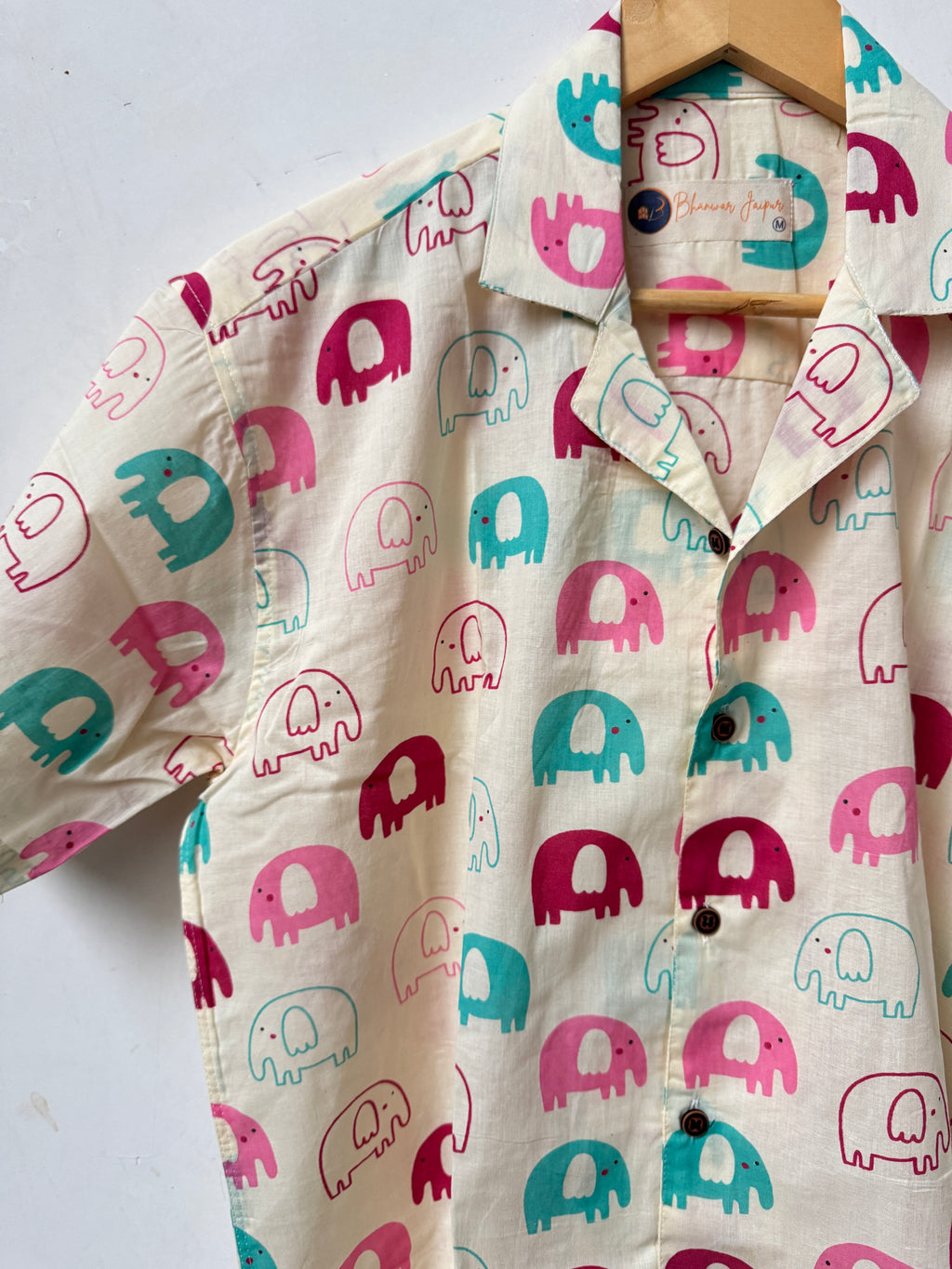 Jaipur Jumbos – Resort Cuban Collar Shirt | Handblock Cotton Printed Shirts