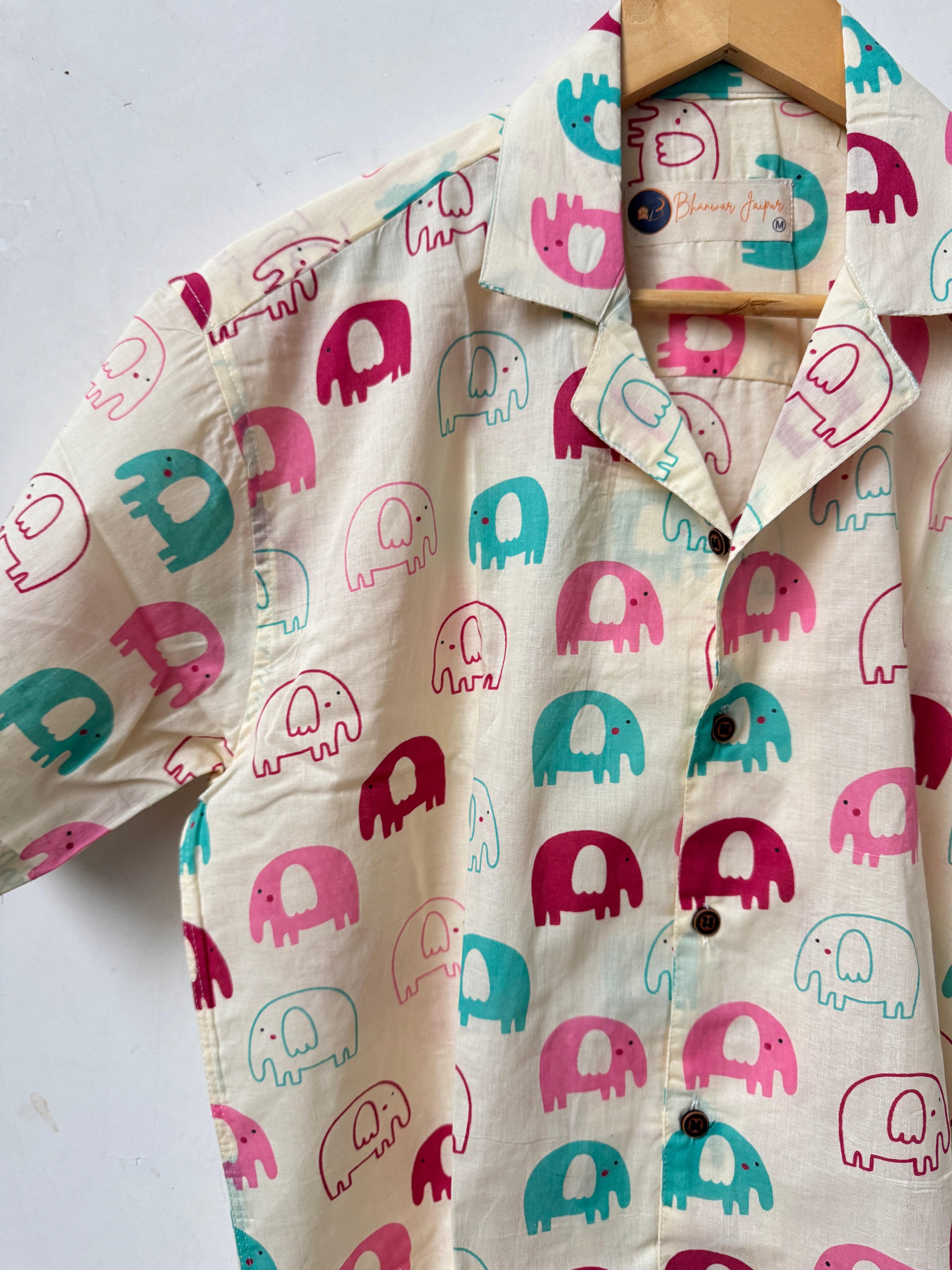 Jaipur Jumbos – Resort Cuban Collar Shirt | Handblock Cotton Printed Shirts
