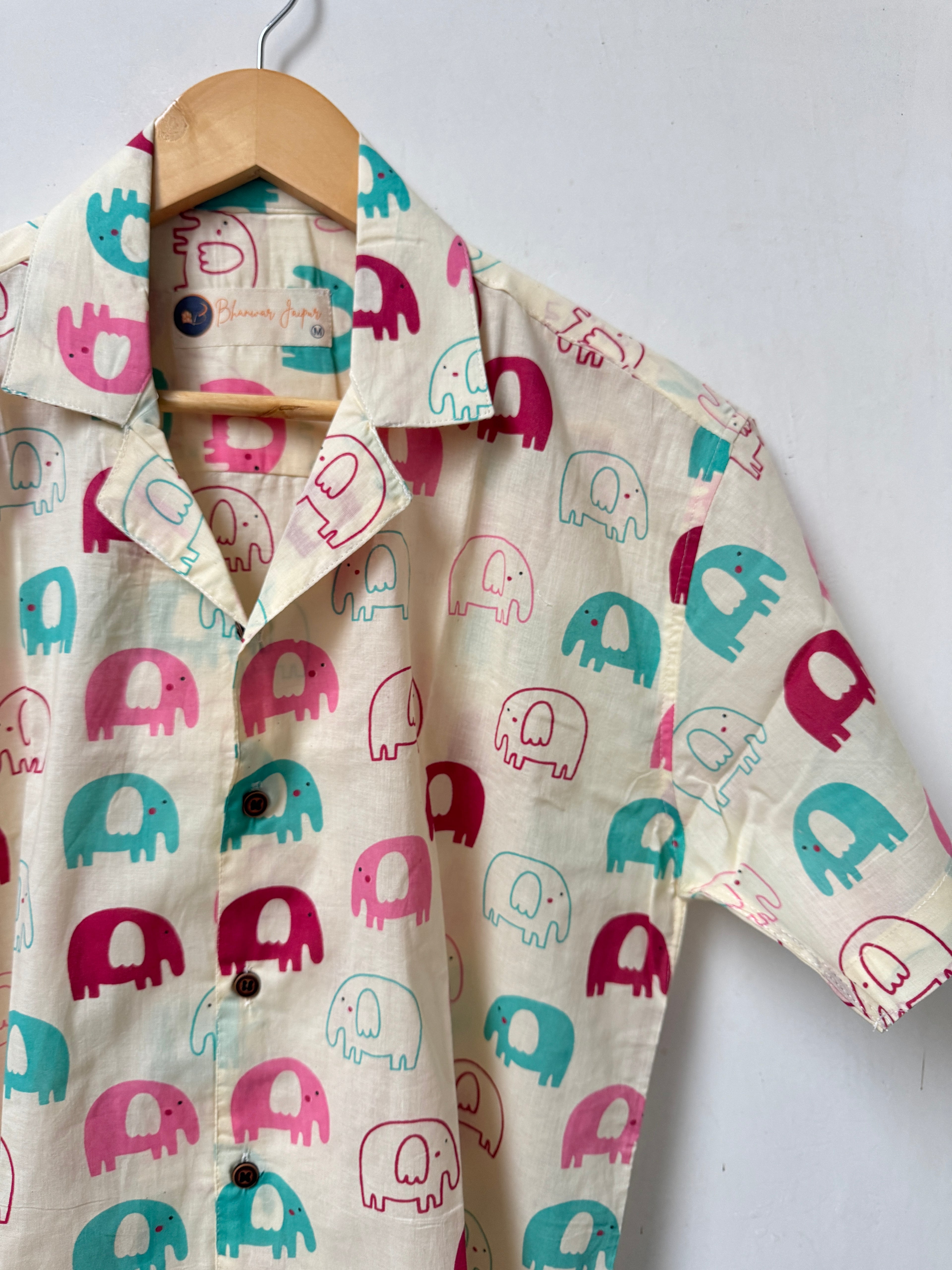 Jaipur Jumbos – Resort Cuban Collar Shirt | Handblock Cotton Printed Shirts