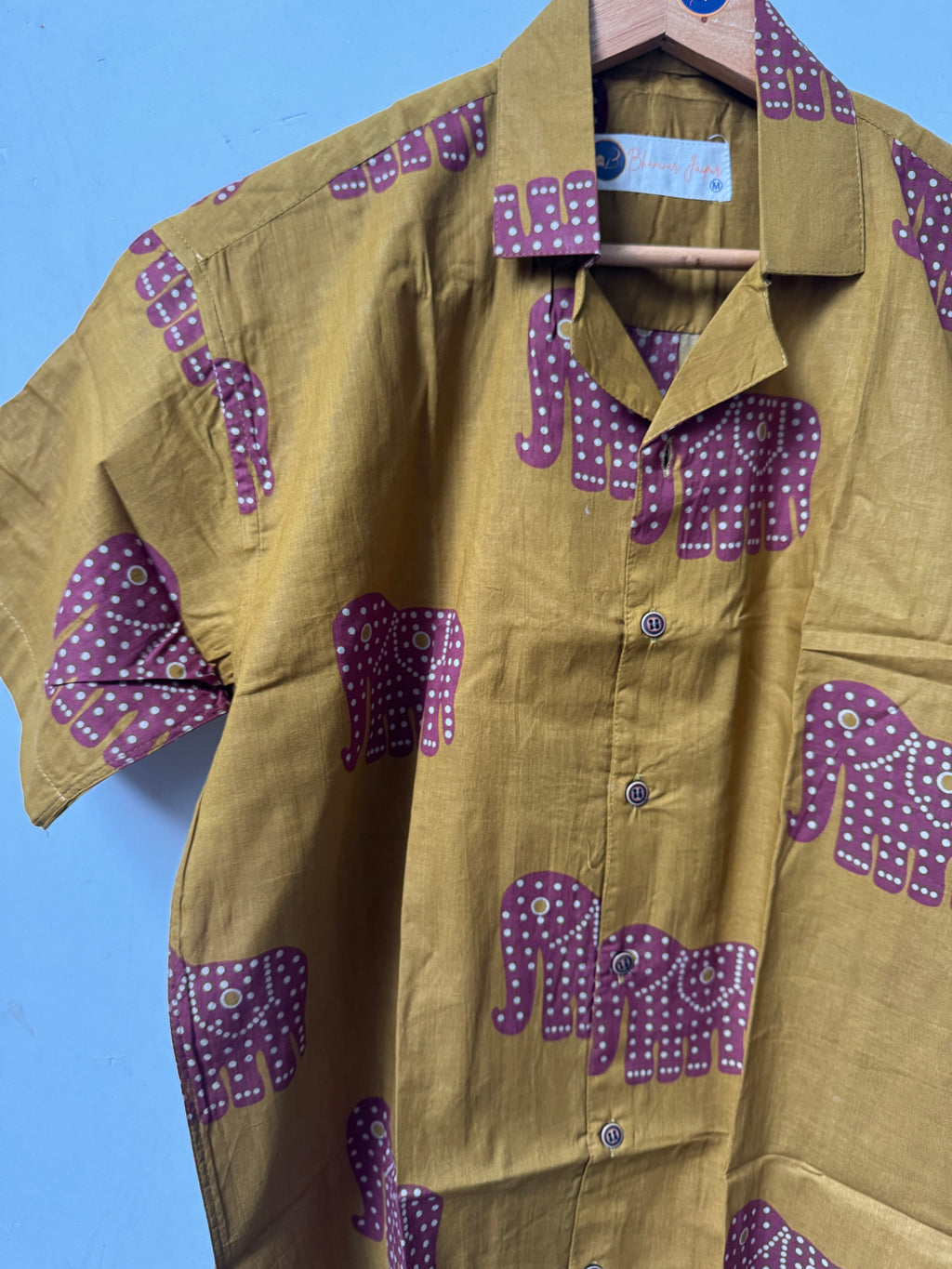 Mustard Amber – Resort Cuban Collar Shirt | Handblock Cotton Printed Shirts