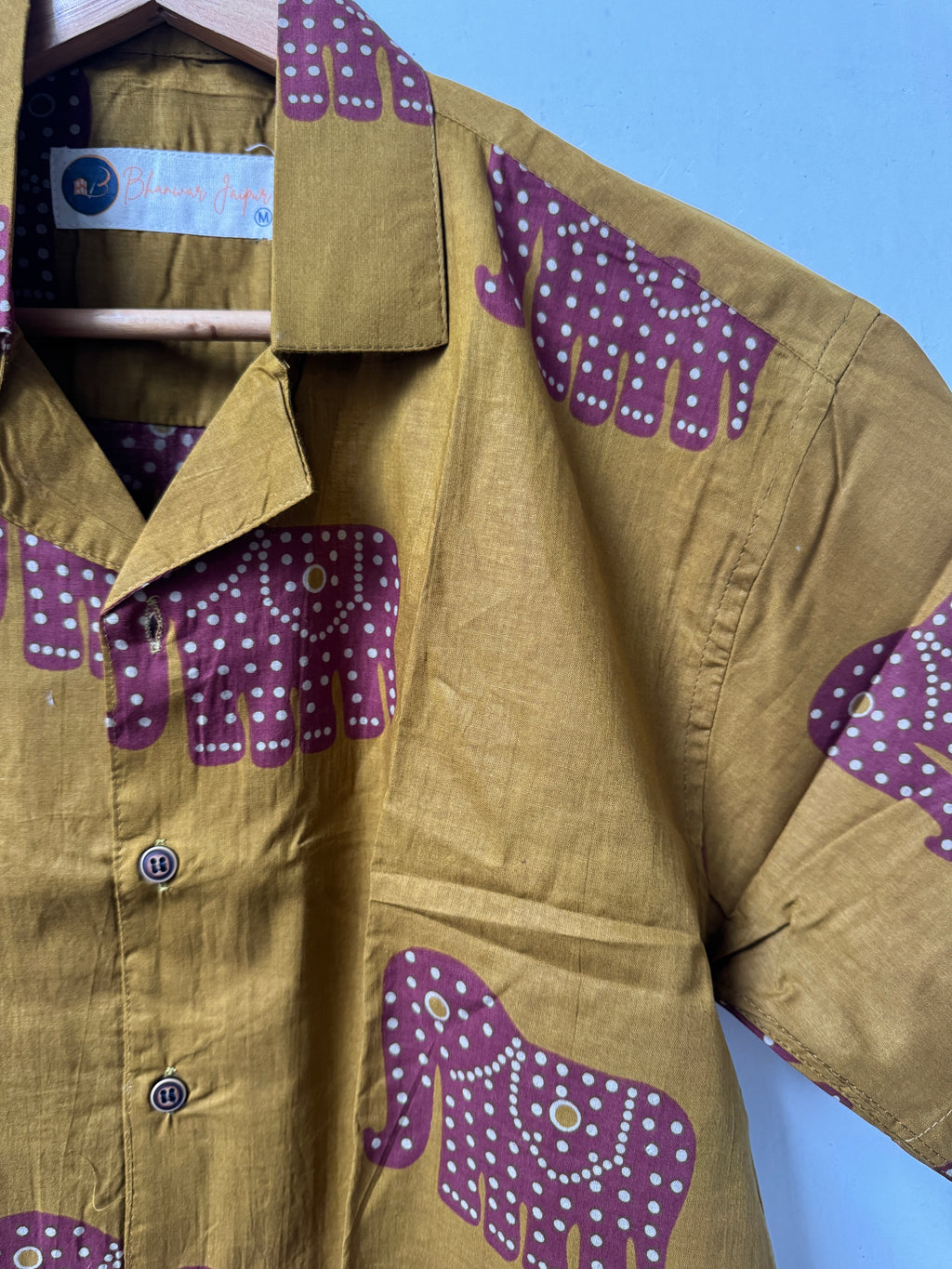 Mustard Amber – Resort Cuban Collar Shirt | Handblock Cotton Printed Shirts