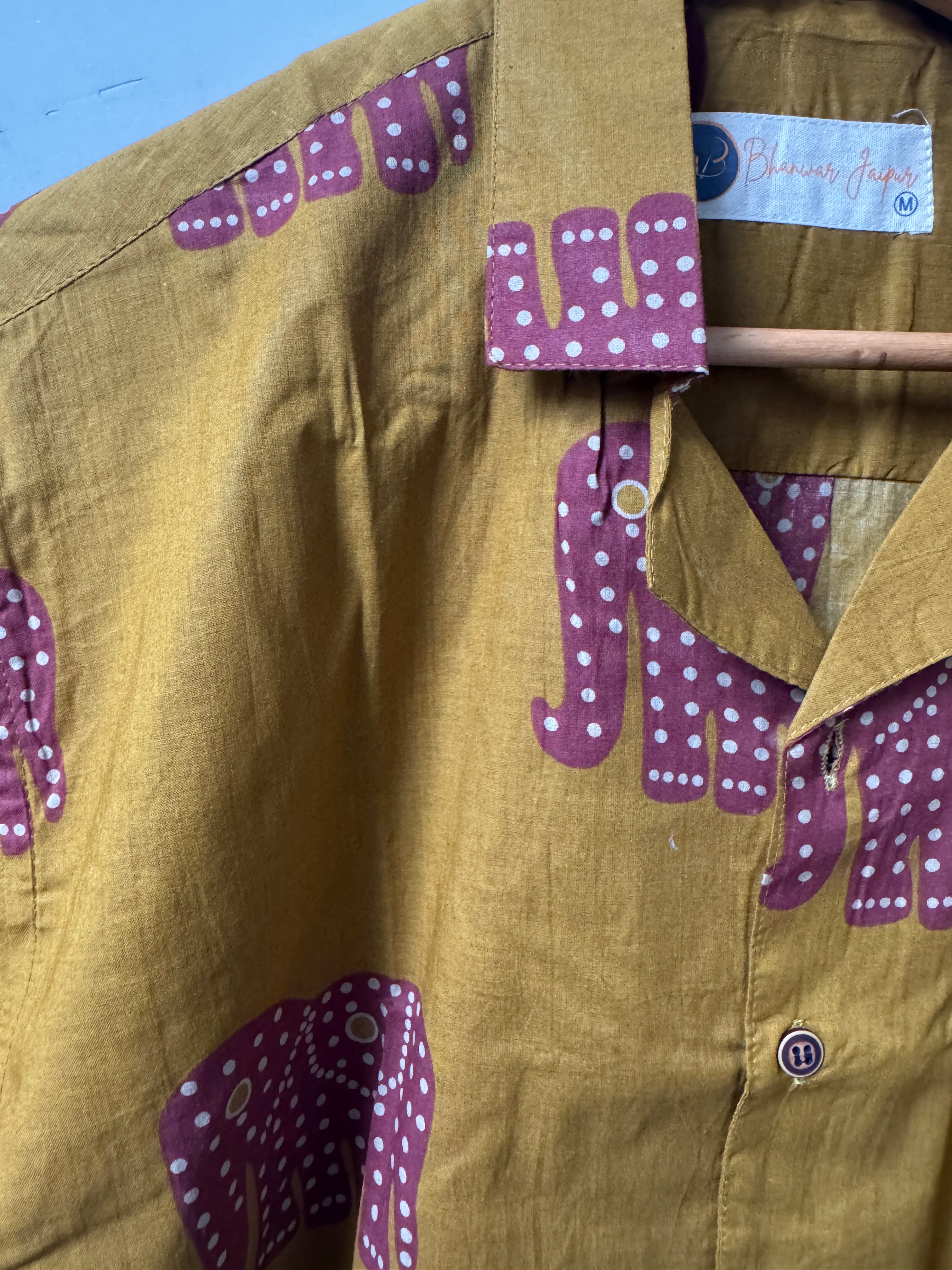 Mustard Amber – Resort Cuban Collar Shirt | Handblock Cotton Printed Shirts