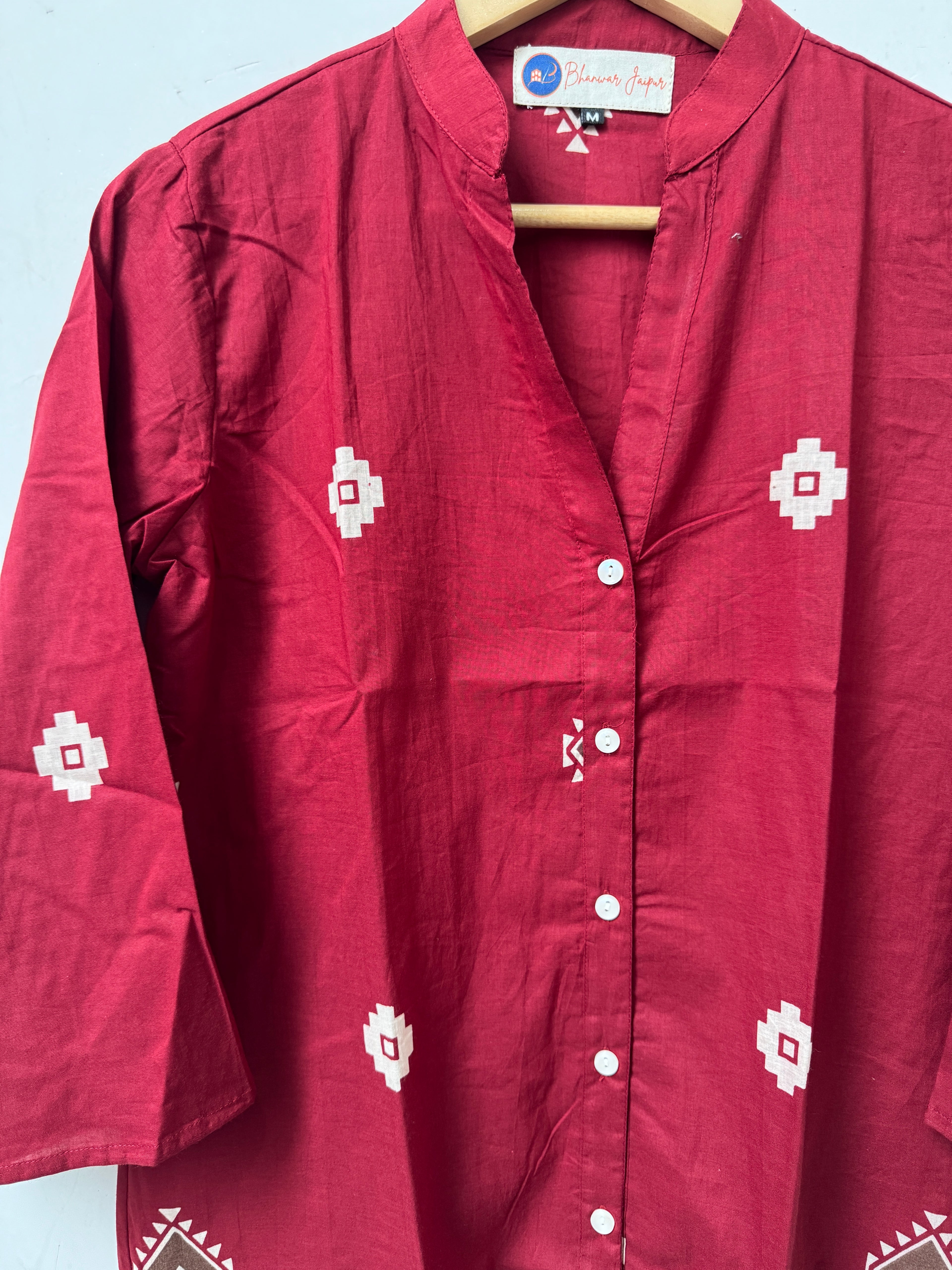 Rangrez Maroon | Women's Pure Cotton Printed Kurta Shirts | Comfort Fit