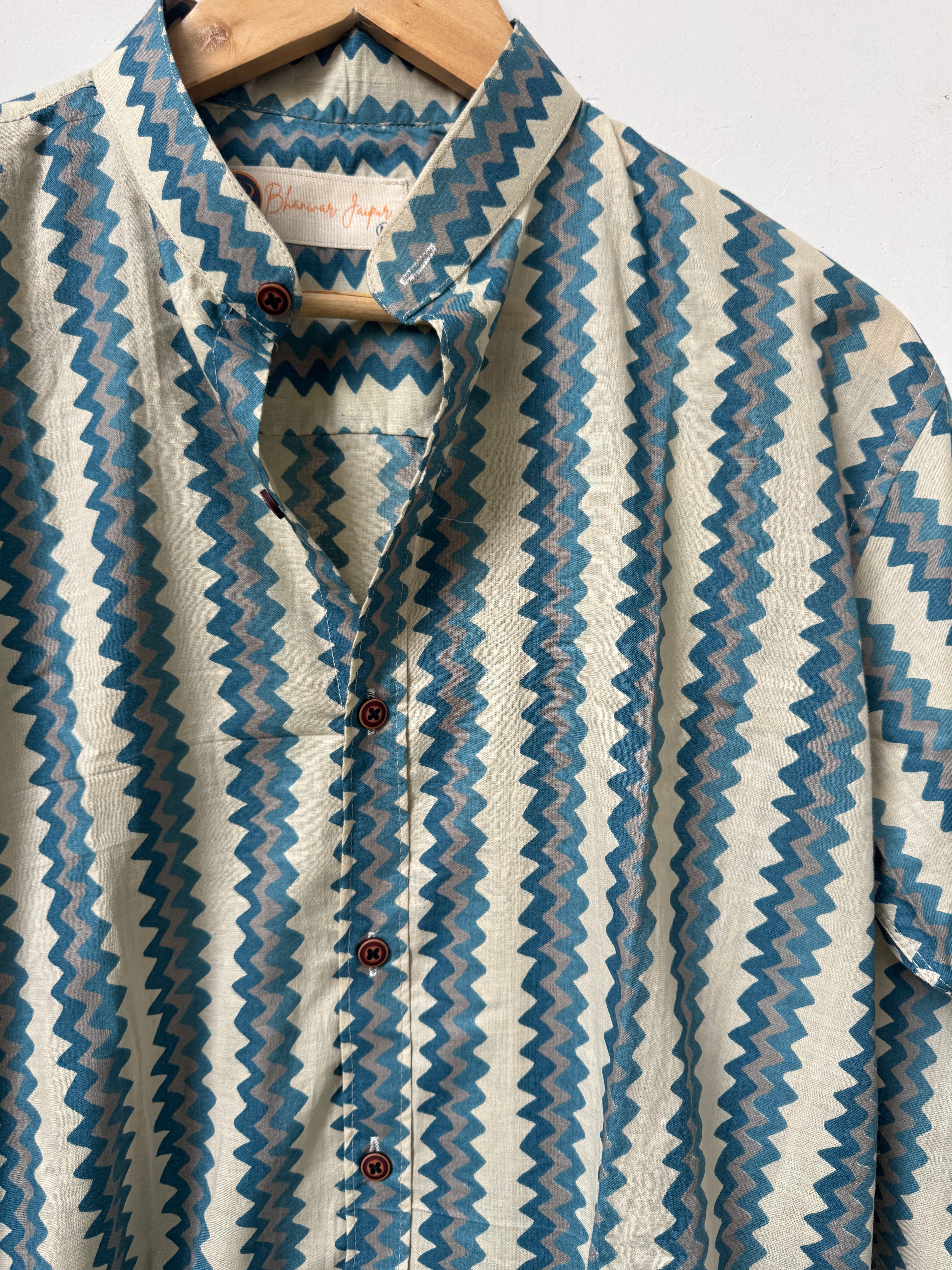 Mariner Stripe Shirt | Pure Handblock Cotton Printed Shirts