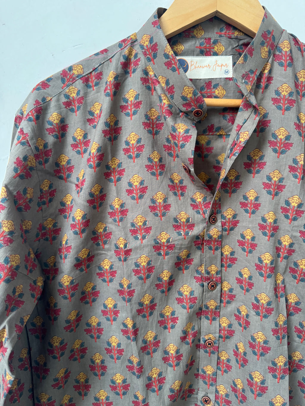 Viraah Shirt | Pure Cotton Mandrian Collar Printed Shirts