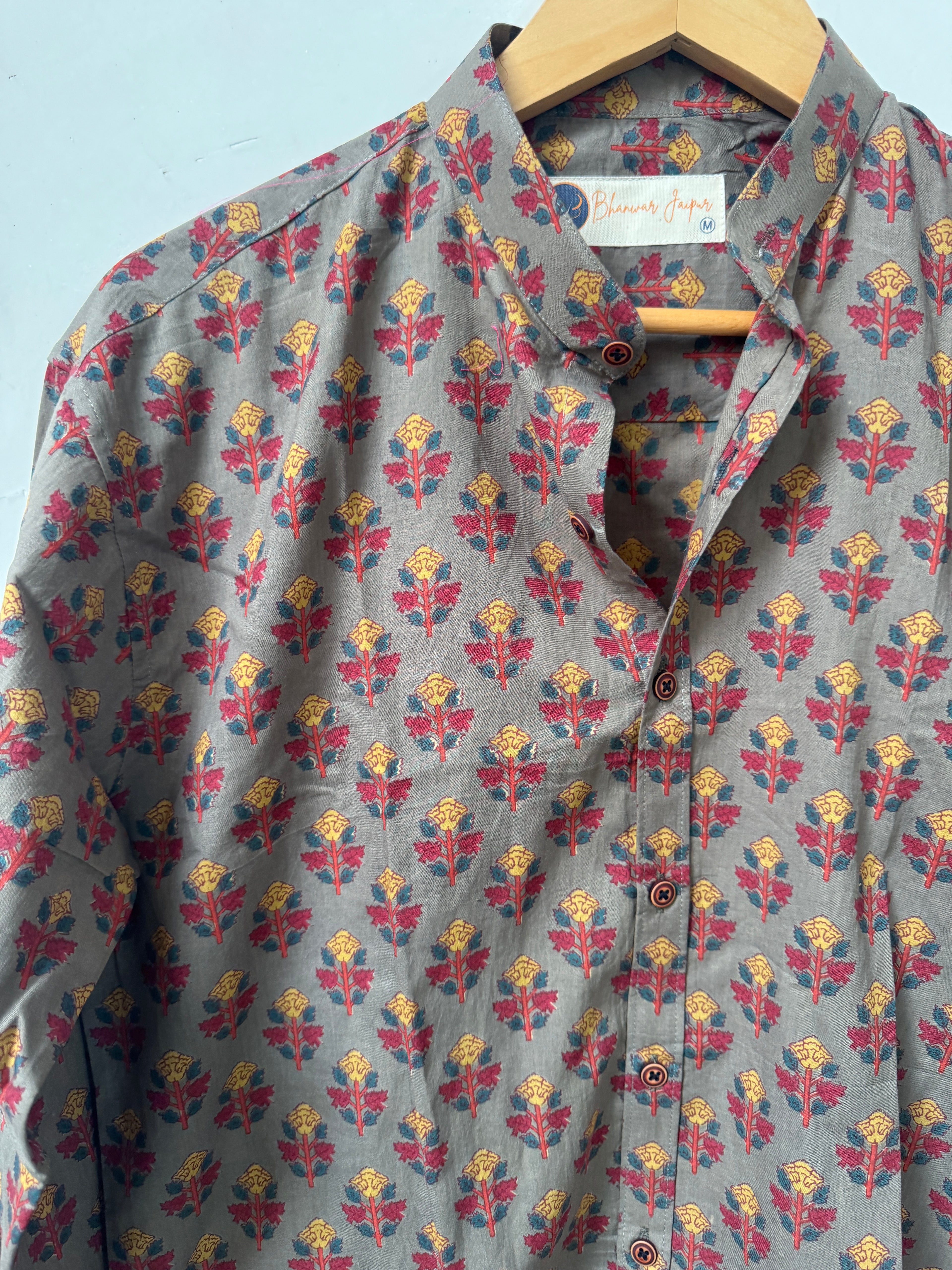 Viraah Shirt | Pure Cotton Mandrian Collar Printed Shirts