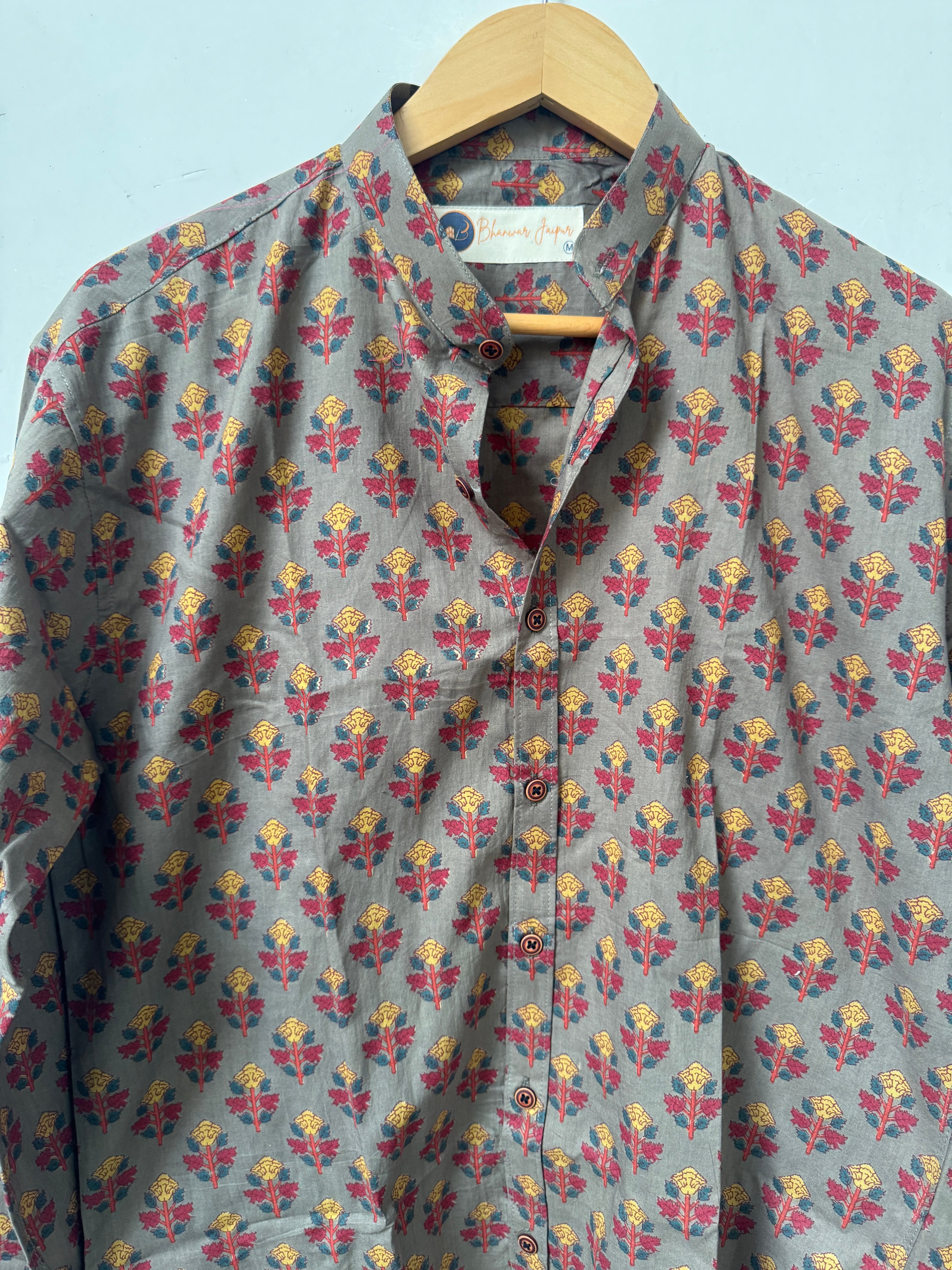 Viraah Shirt | Pure Cotton Mandrian Collar Printed Shirts