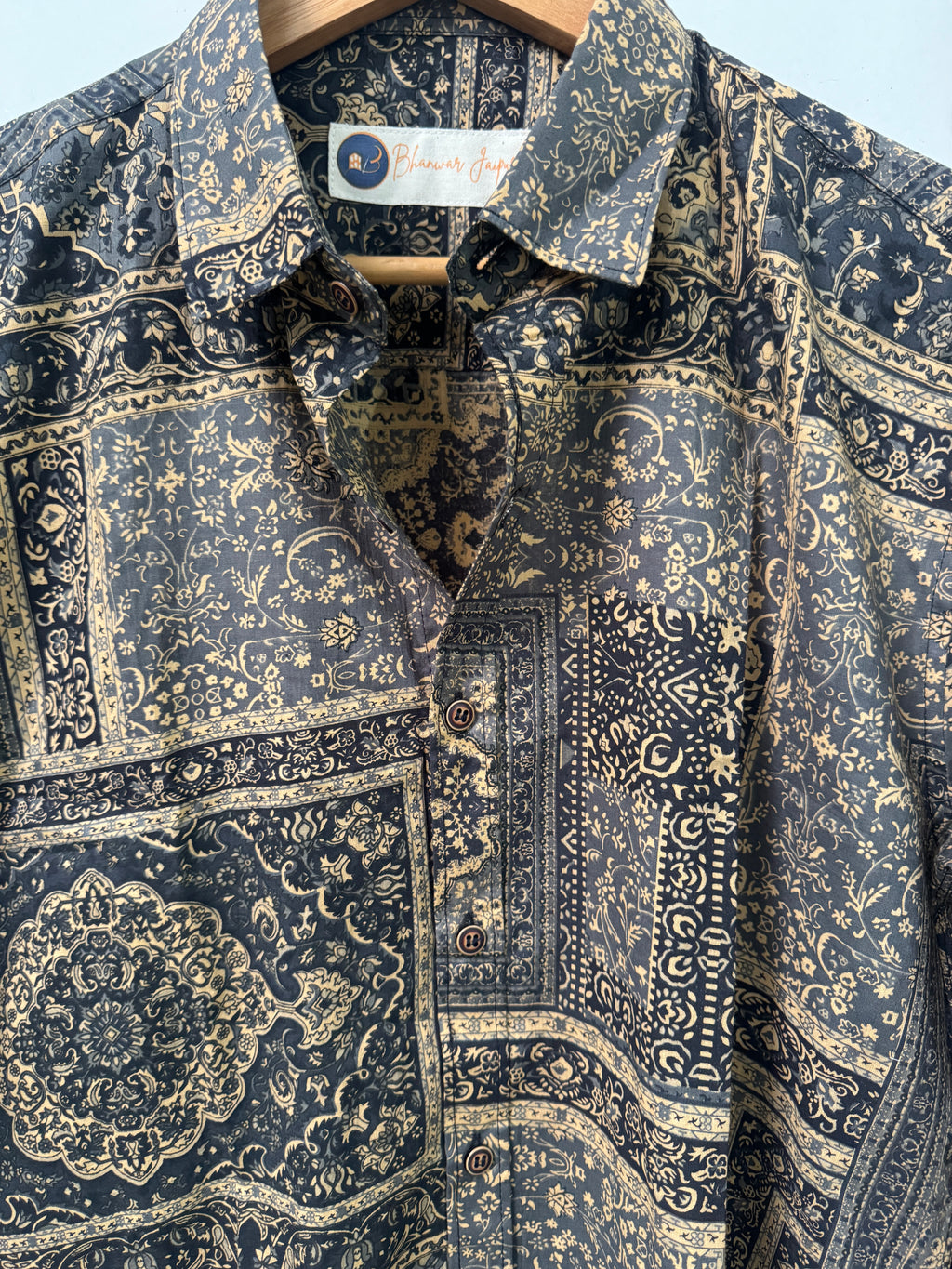 Nawab Heritage | Pure Cotton Printed Shirts | Mandrian Collar