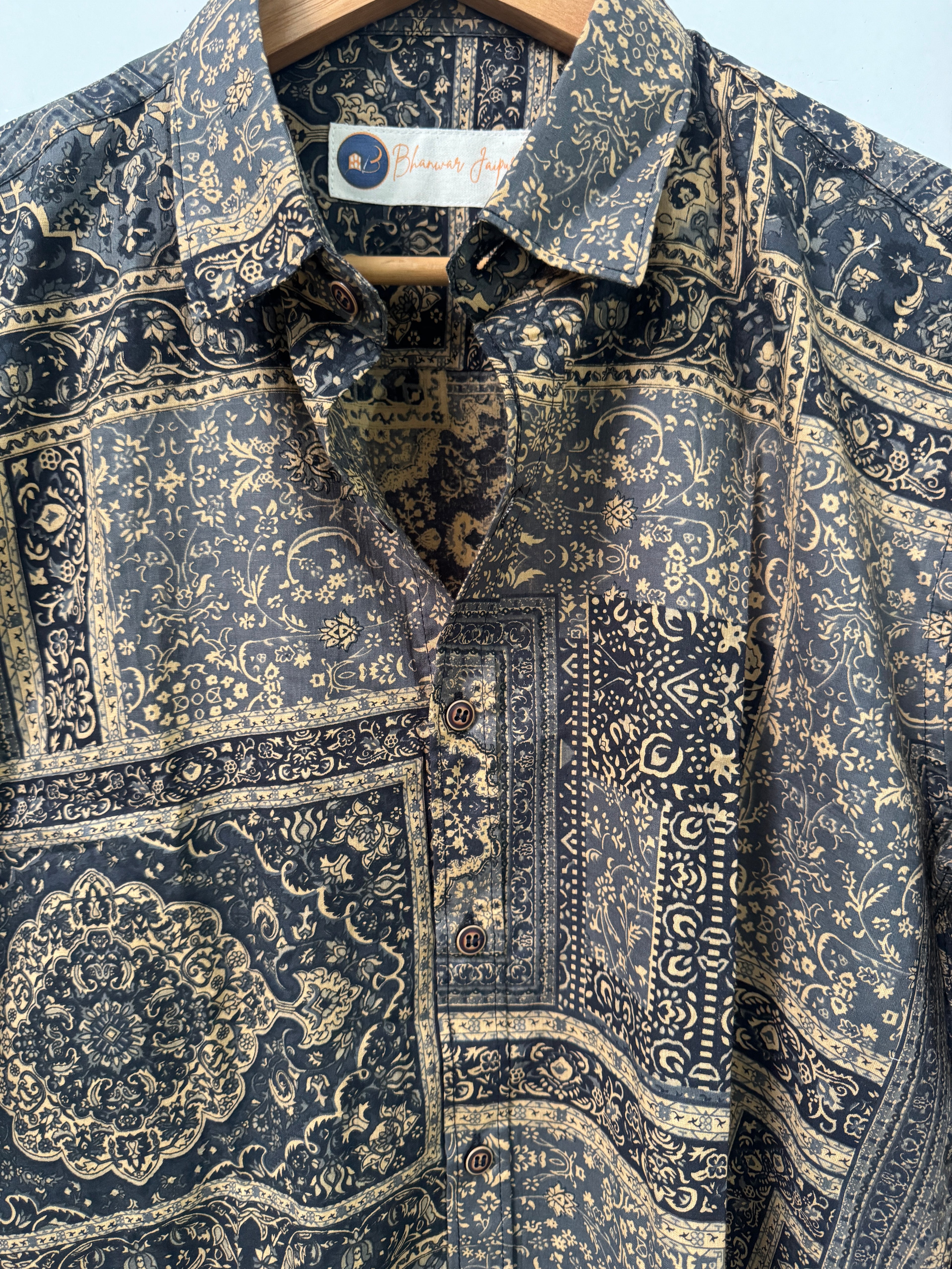 Nawab Heritage | Pure Cotton Printed Shirts | Mandrian Collar