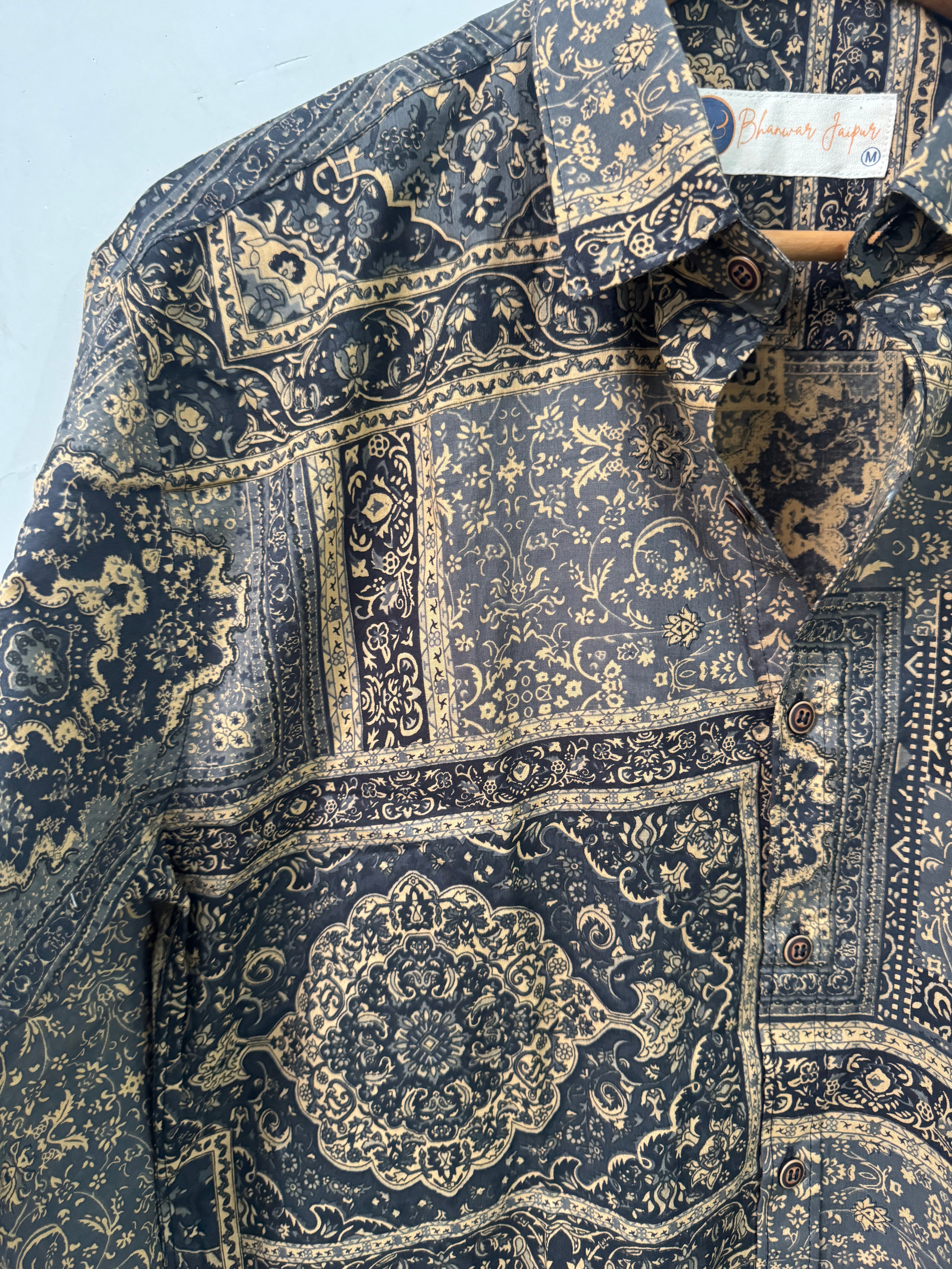 Nawab Heritage | Pure Cotton Printed Shirts | Mandrian Collar