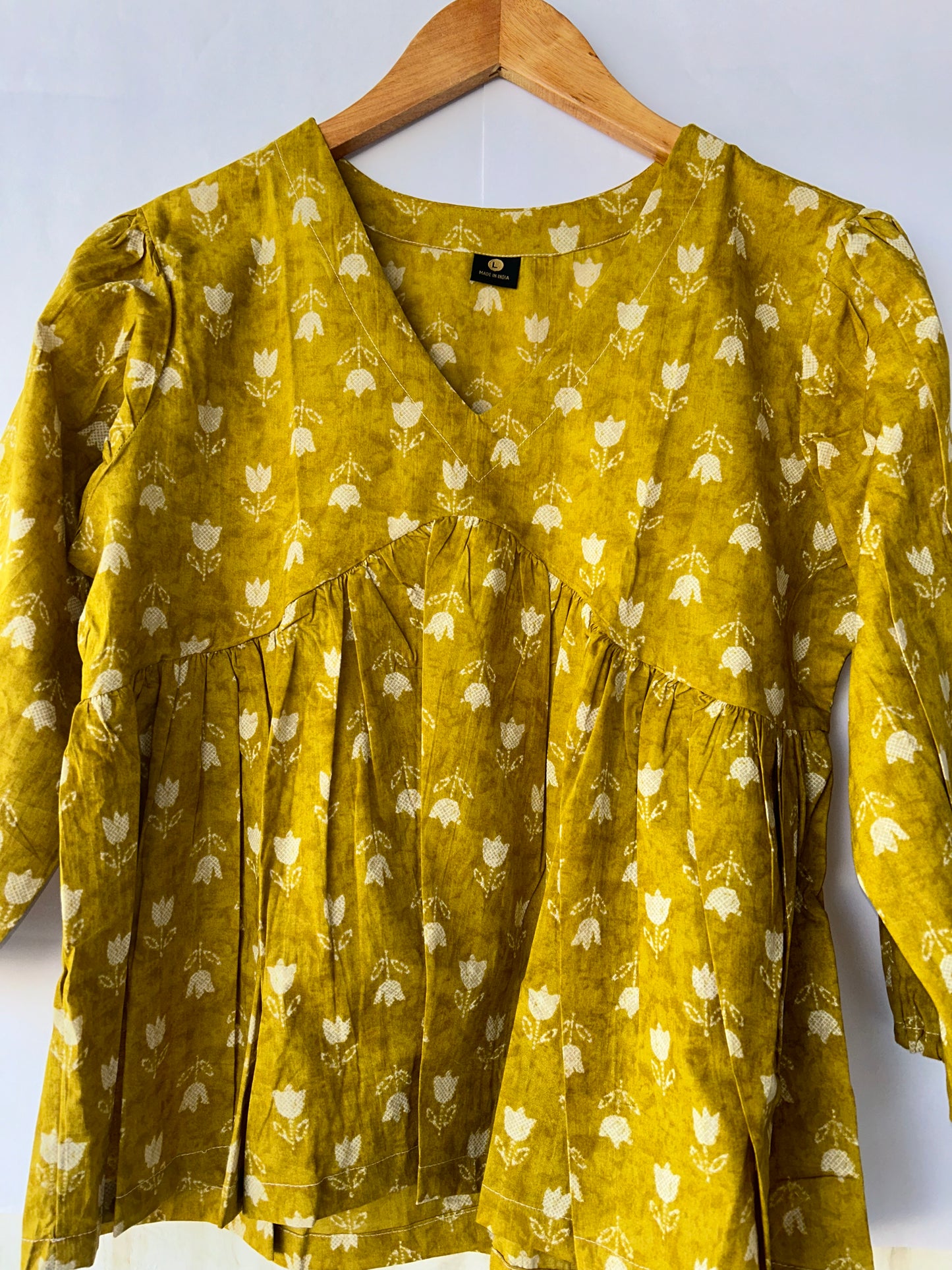 Mustard Yellow Cotton Peplum Top