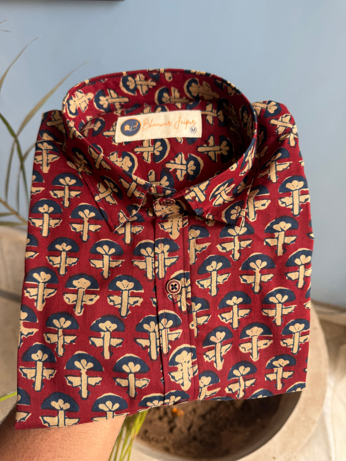 Crimson Marron Shirt | Pure Cotton Printed Shirts