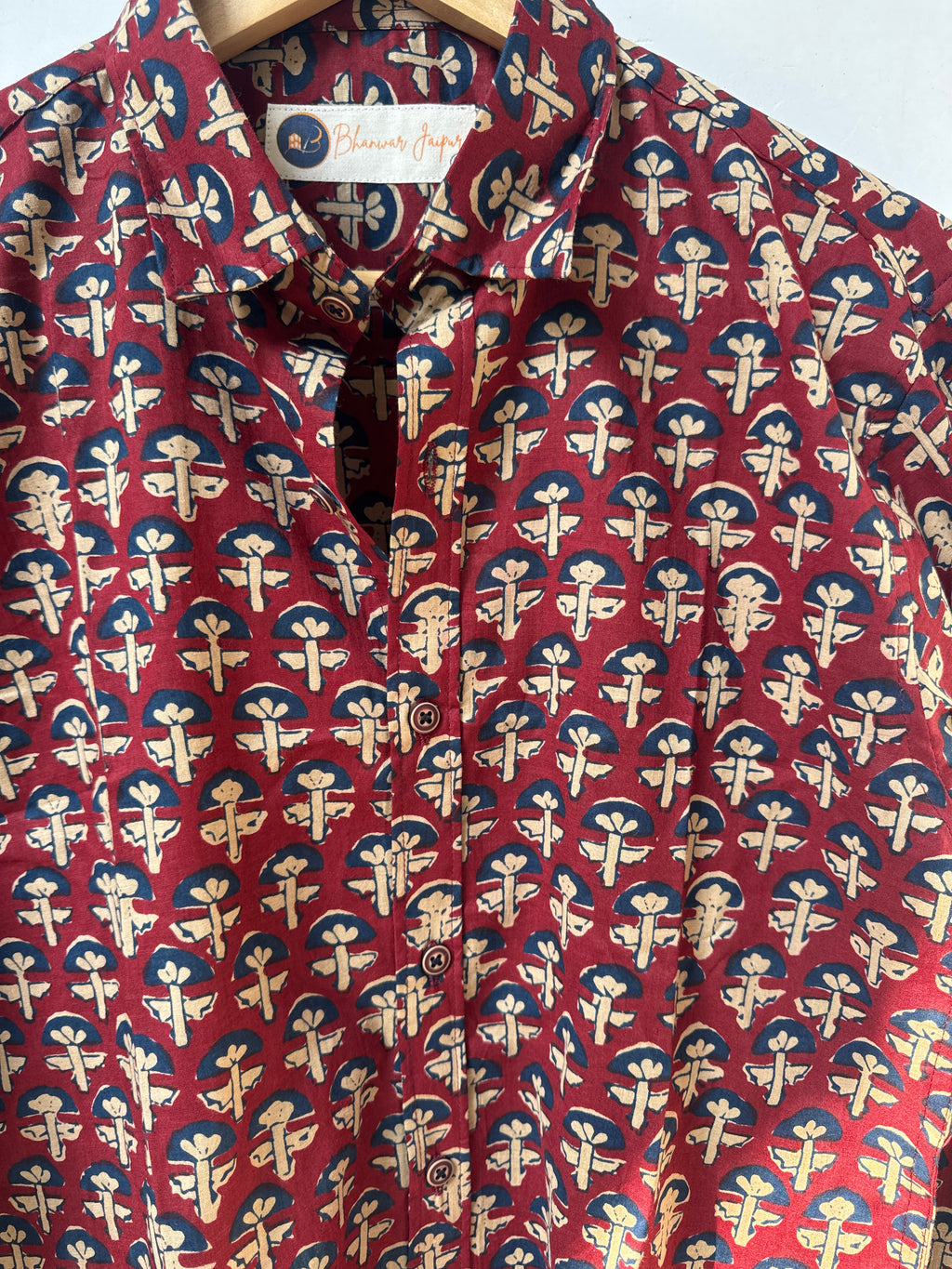 Crimson Marron Shirt | Pure Cotton Printed Shirts
