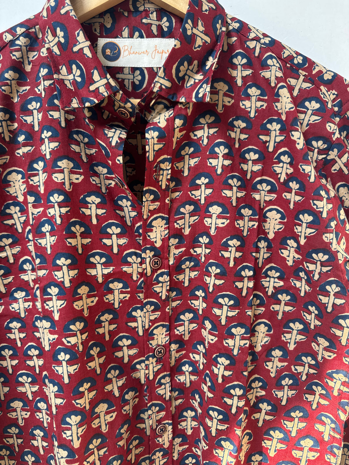 Crimson Marron Shirt | Pure Cotton Printed Shirts