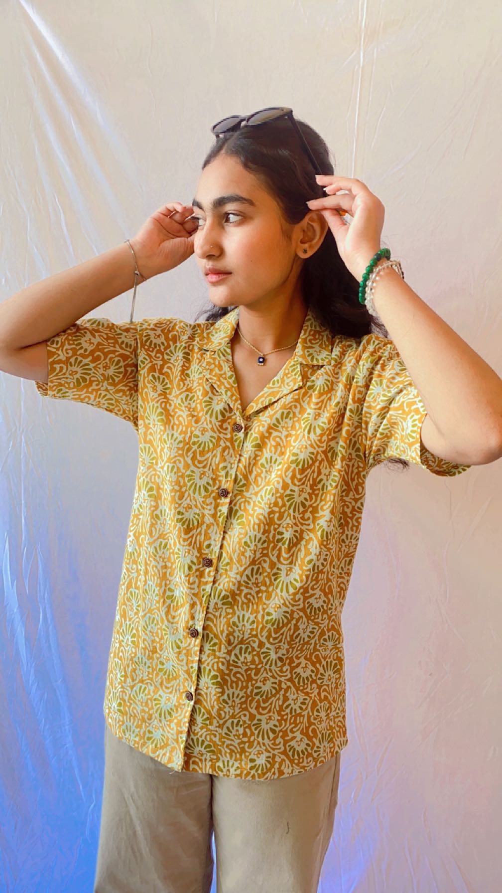 Yellow Jaal Printed Womens Shirt