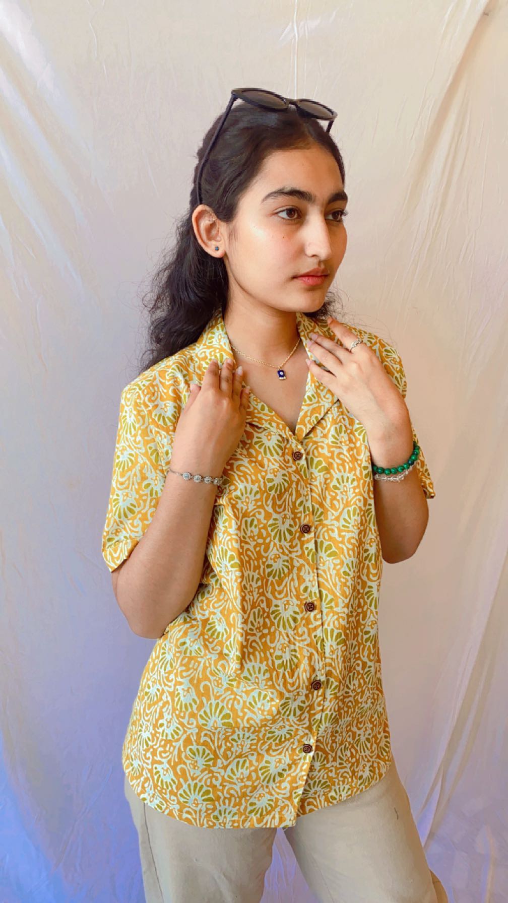 Yellow Jaal Printed Womens Shirt