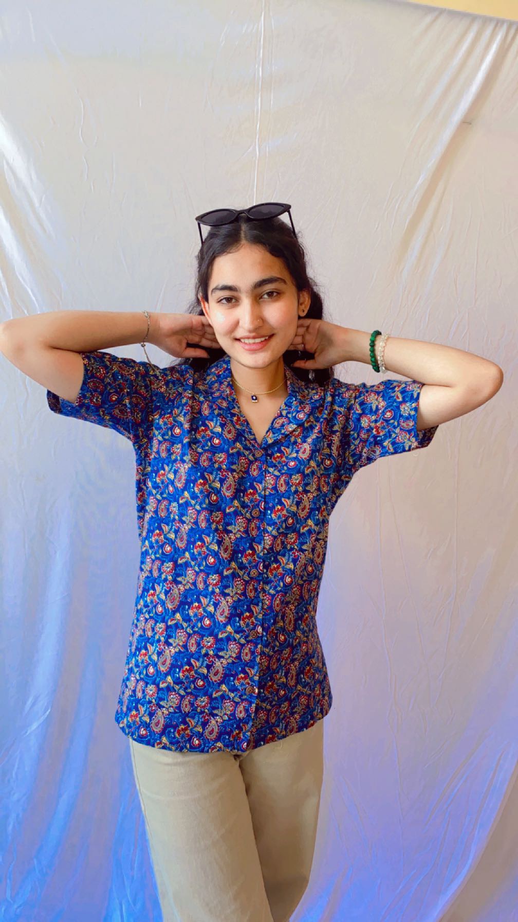 Blue Jaal Print | Womens Cotton Shirt