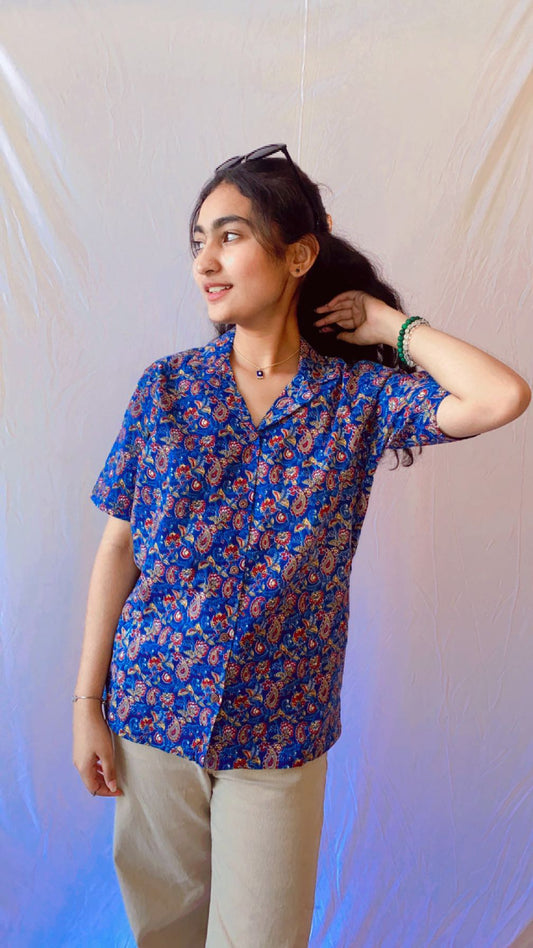 Blue Jaal Print | Womens Cotton Shirt