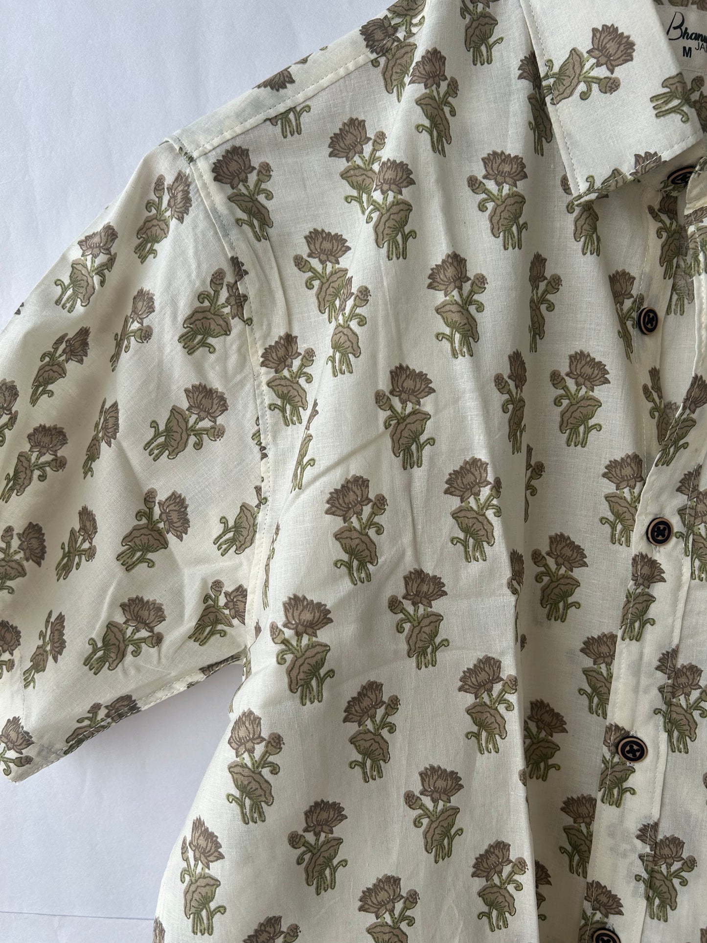 Beige Buti Half Sleeve Printed Shirt