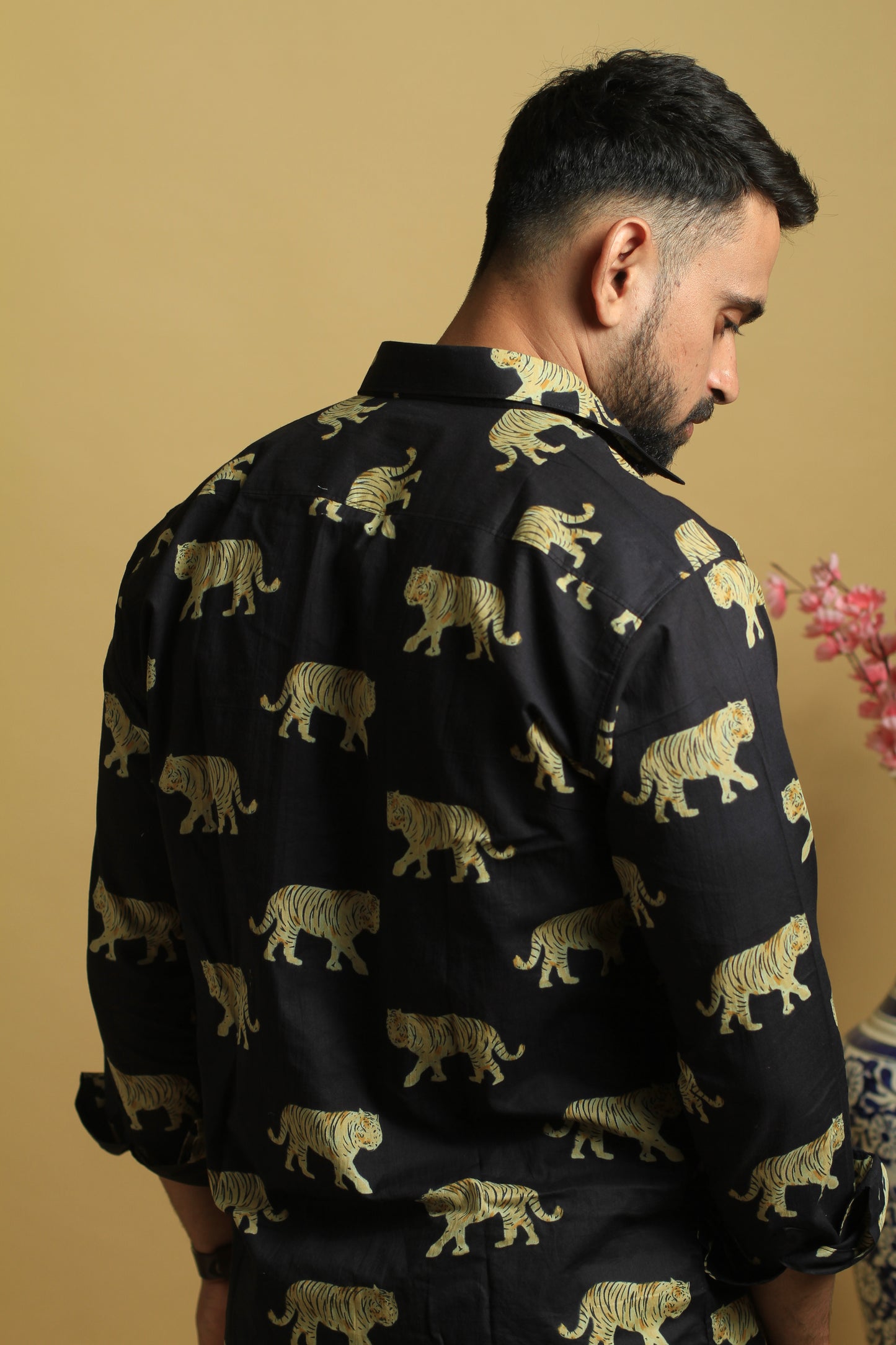 Black Tiger Print | Mens Cotton Shirt