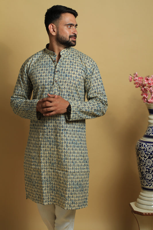 Light Blue Pure Cotton Men's Kurta