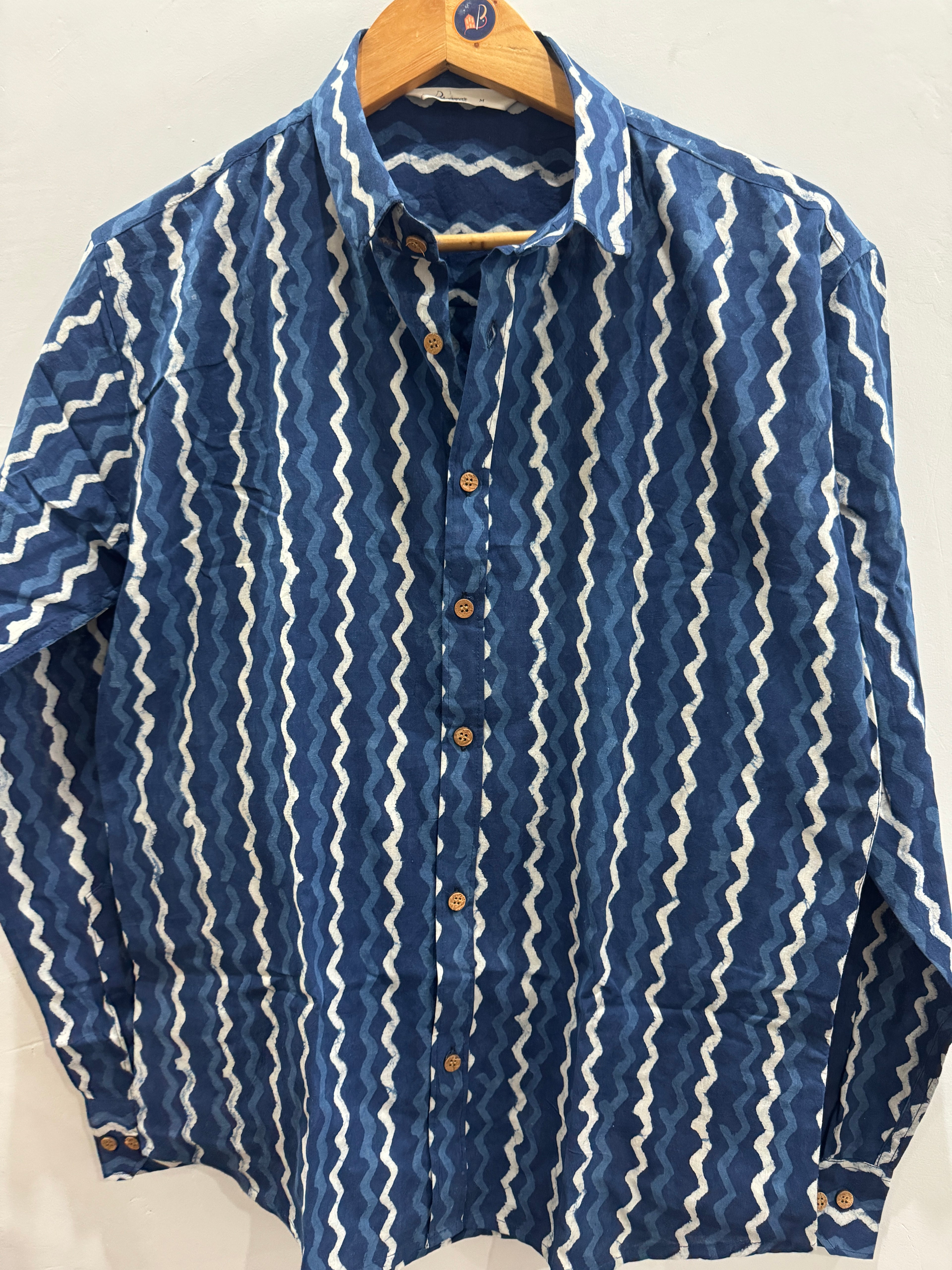 Indigo wave | Handblock Cotton Printed Shirts