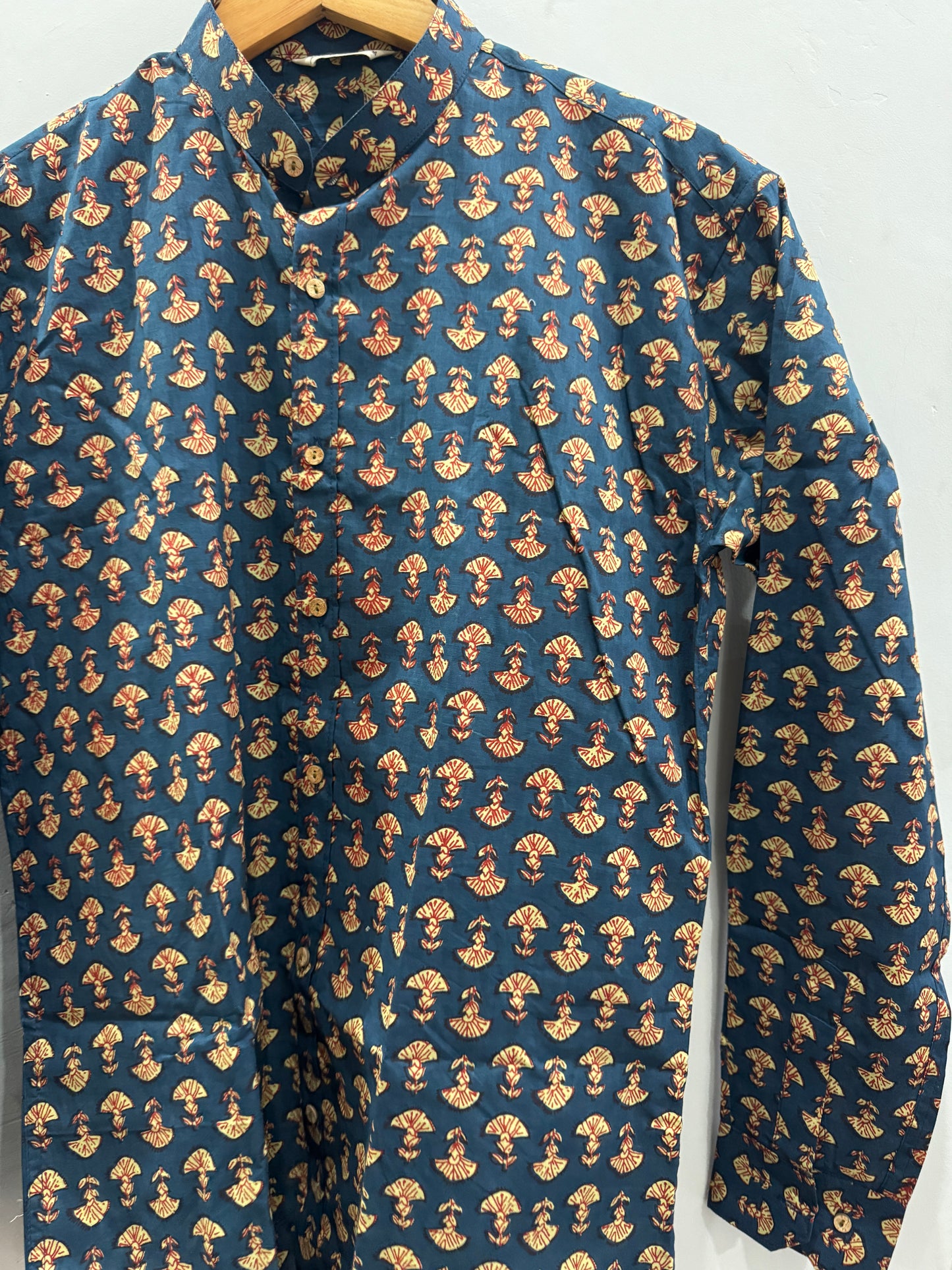 Sedum | Mandarin Collar| Handblock Cotton Printed Shirts