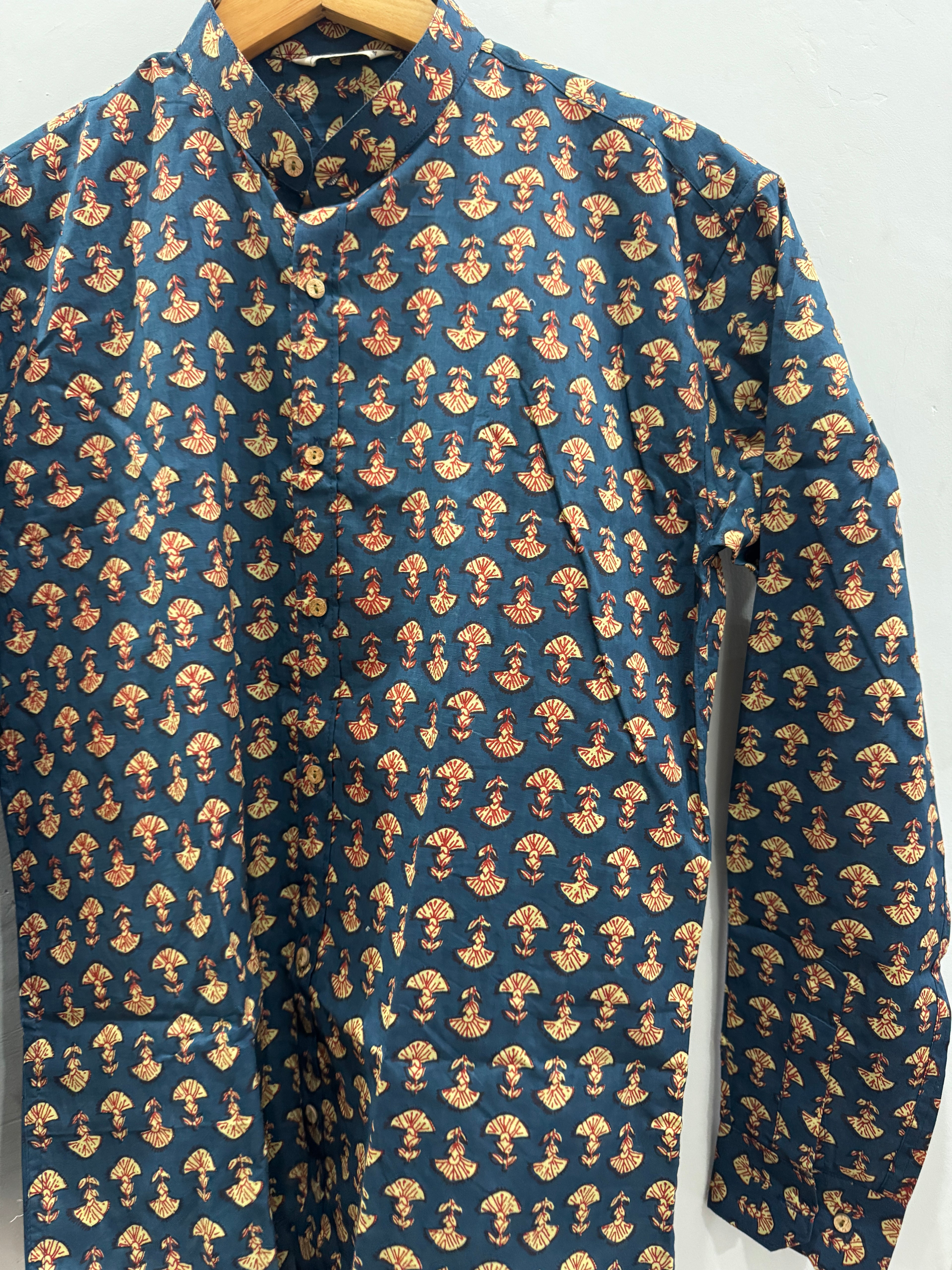 Sedum | Mandarin Collar| Handblock Cotton Printed Shirts