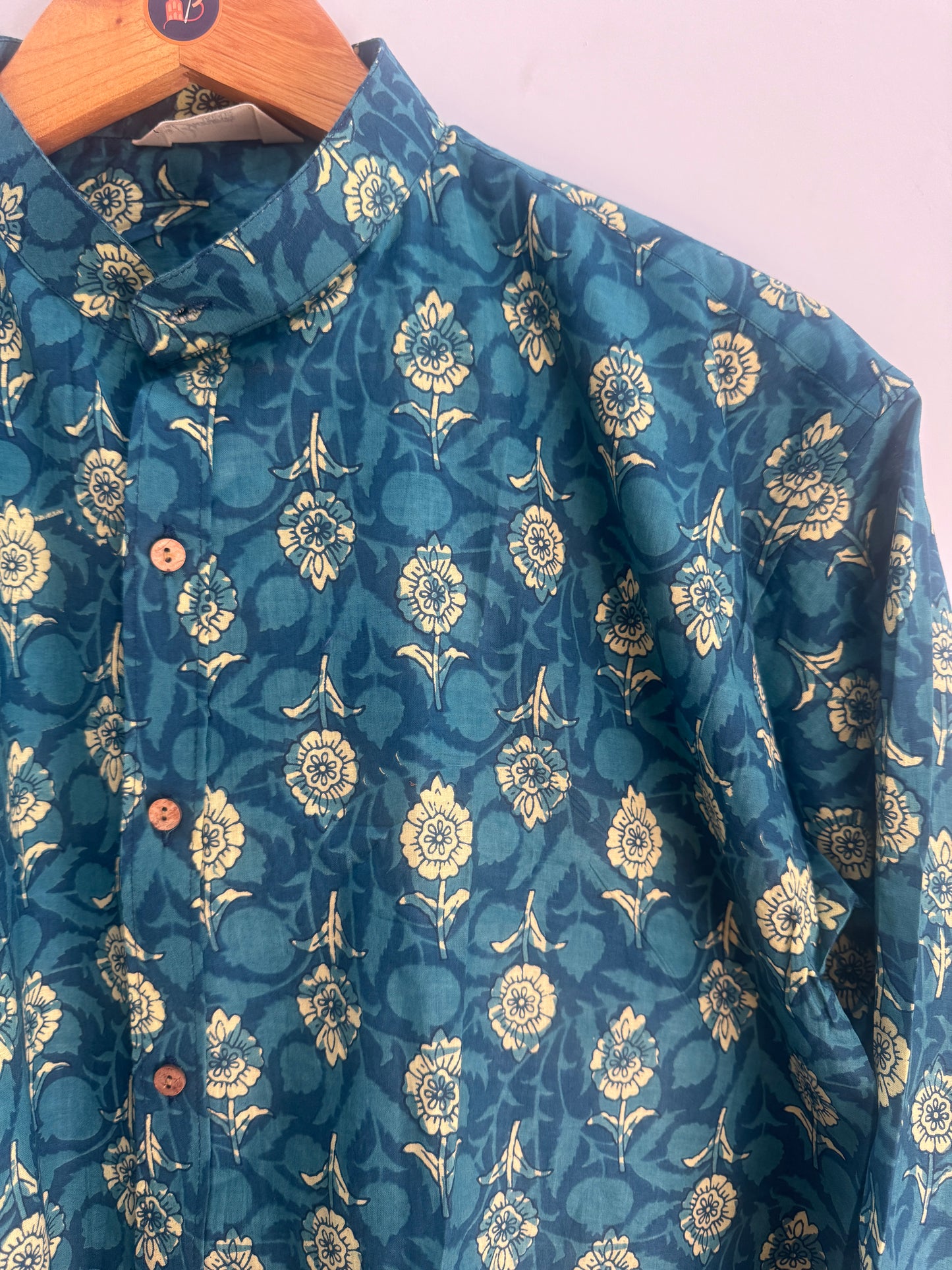 Veronica | Mandrian Collar | Handblock Cotton Printed Shirts