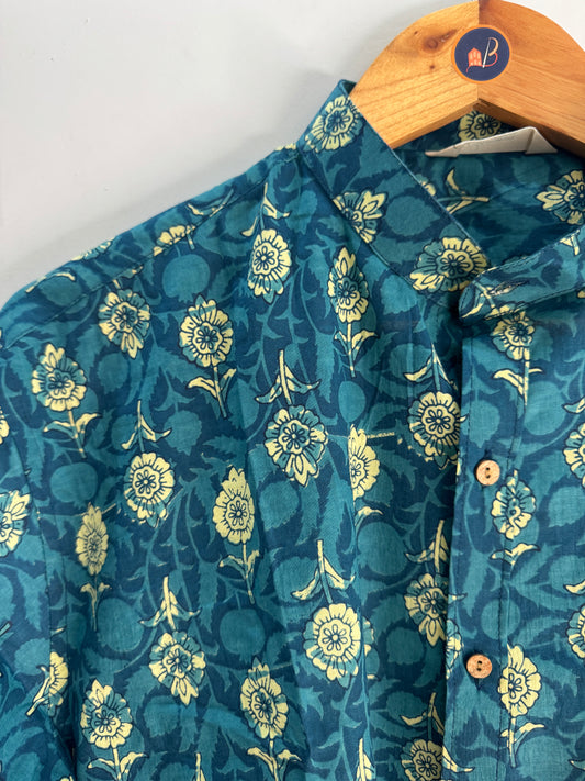 Veronica | Mandrian Collar | Handblock Cotton Printed Shirts