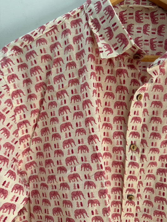 Light Elephant | Hand block Printed Shirts