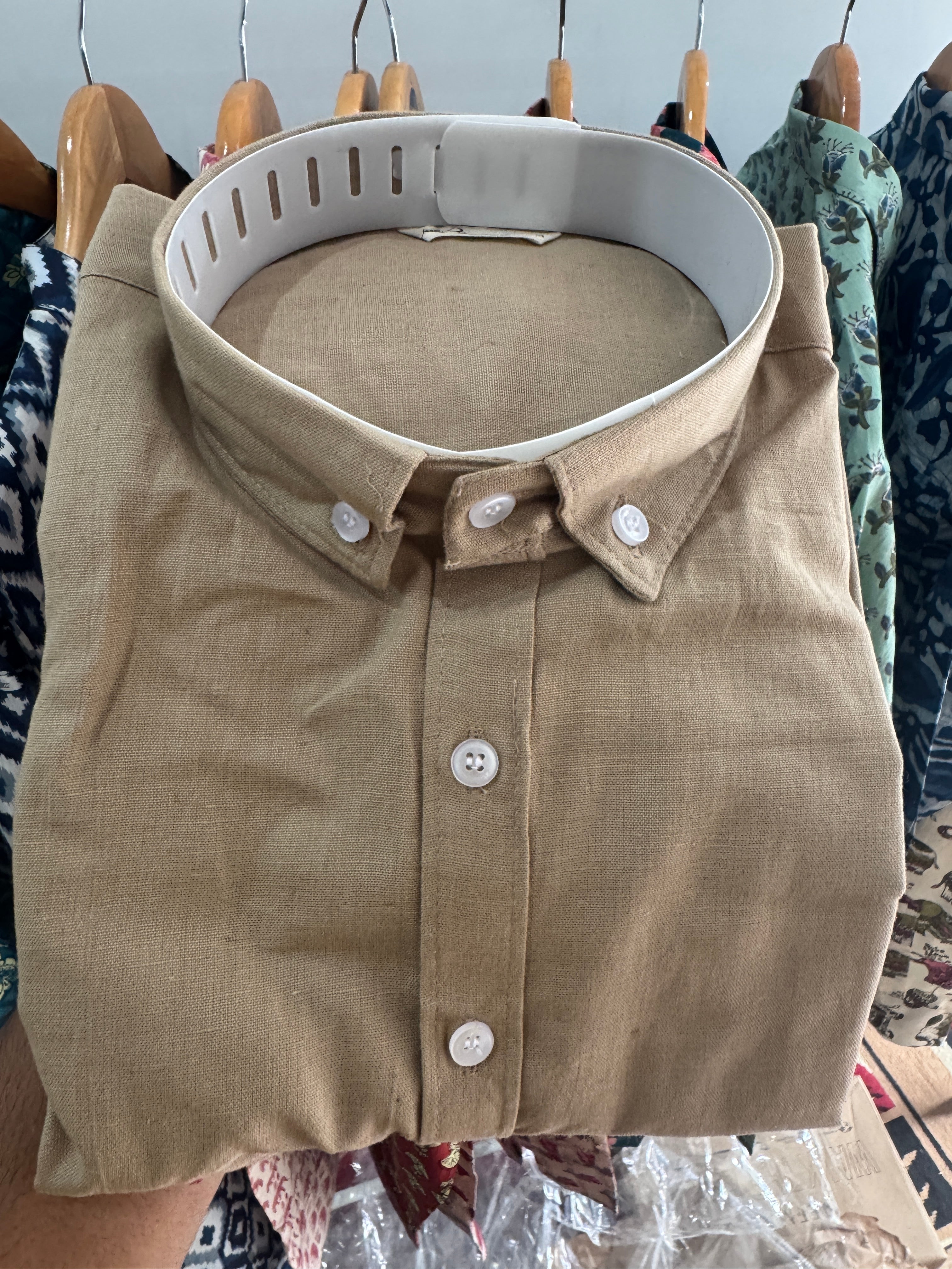 Cappuccino | Oxford Collar | Linen Blend Shirts