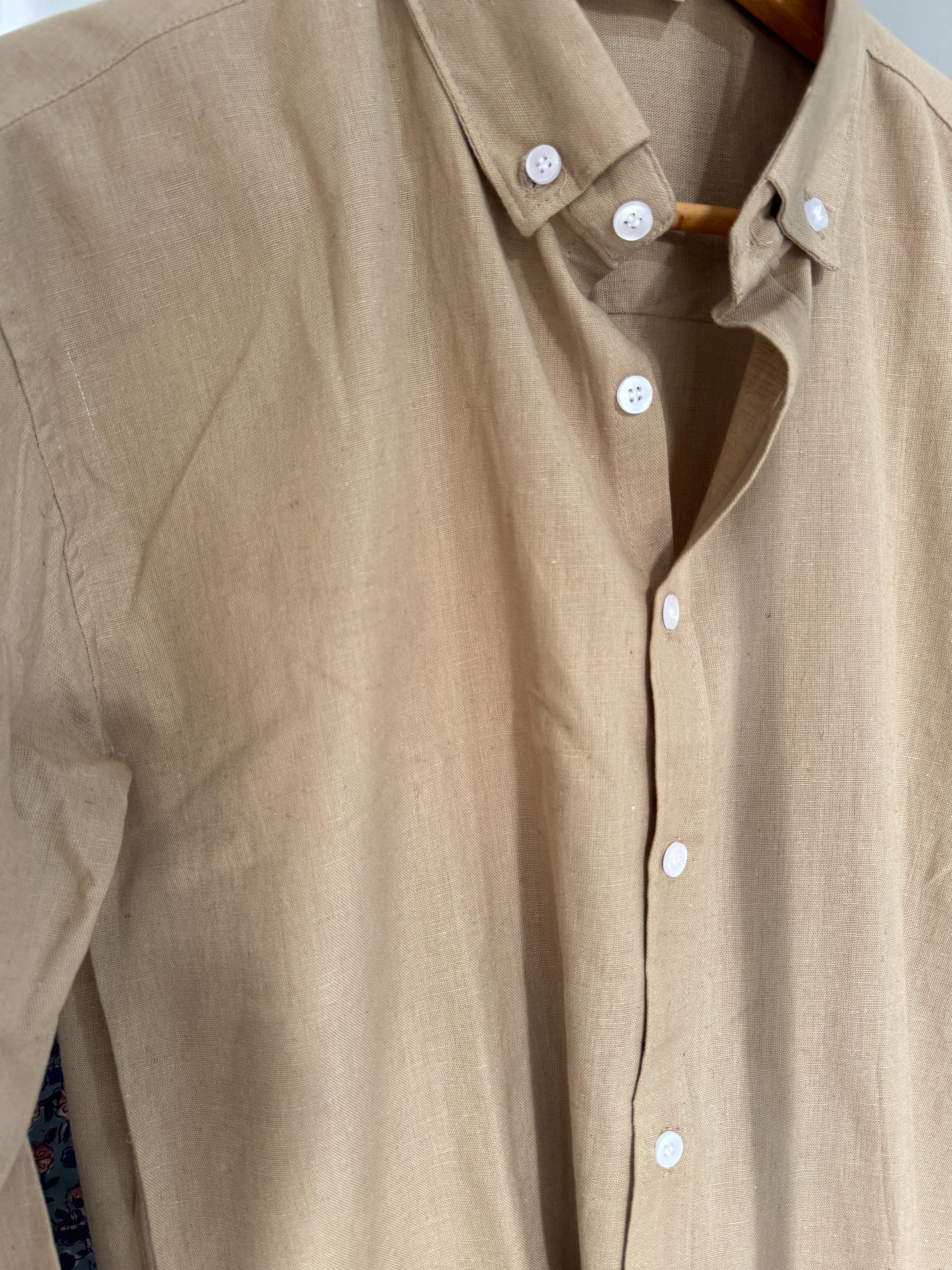 Cappuccino | Oxford Collar | Linen Blend Shirts