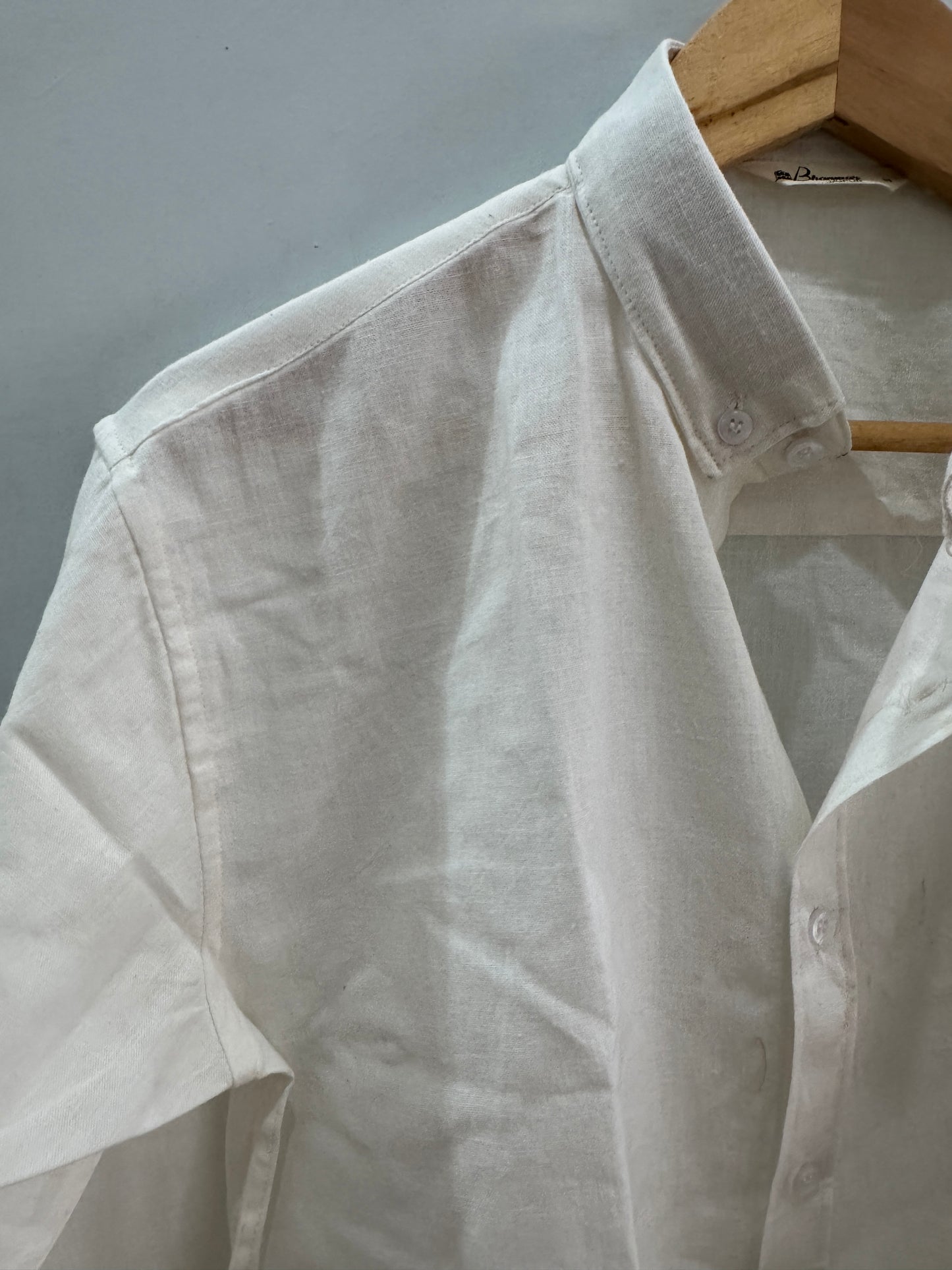 Seashell White | Oxford Collar | Linen Blend Shirts