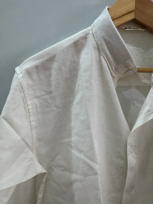 Seashell White | Oxford Collar | Linen Blend Shirts