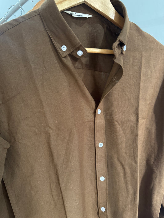 Walnut Brown | Oxford Collar | Linen Blend Shirts
