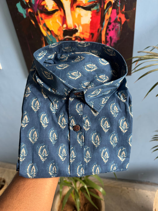 Blue Gillia | Handblock  Cotton Men's Shirts