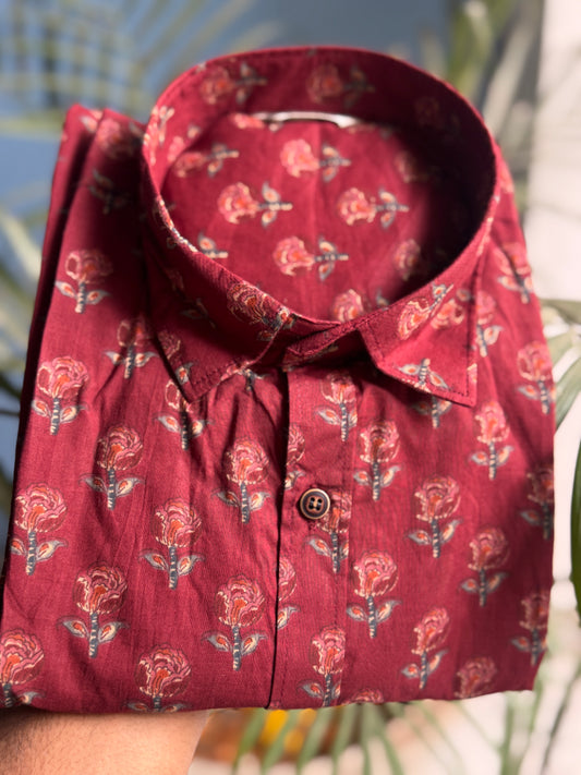 Rust Deep Celosia | Pure Cotton Men's Shirts