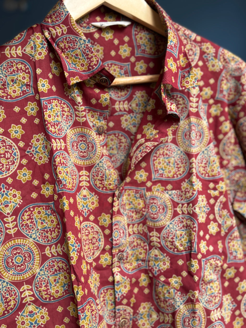 Marron Ajrakh | Cotton Printed Men's Shirts